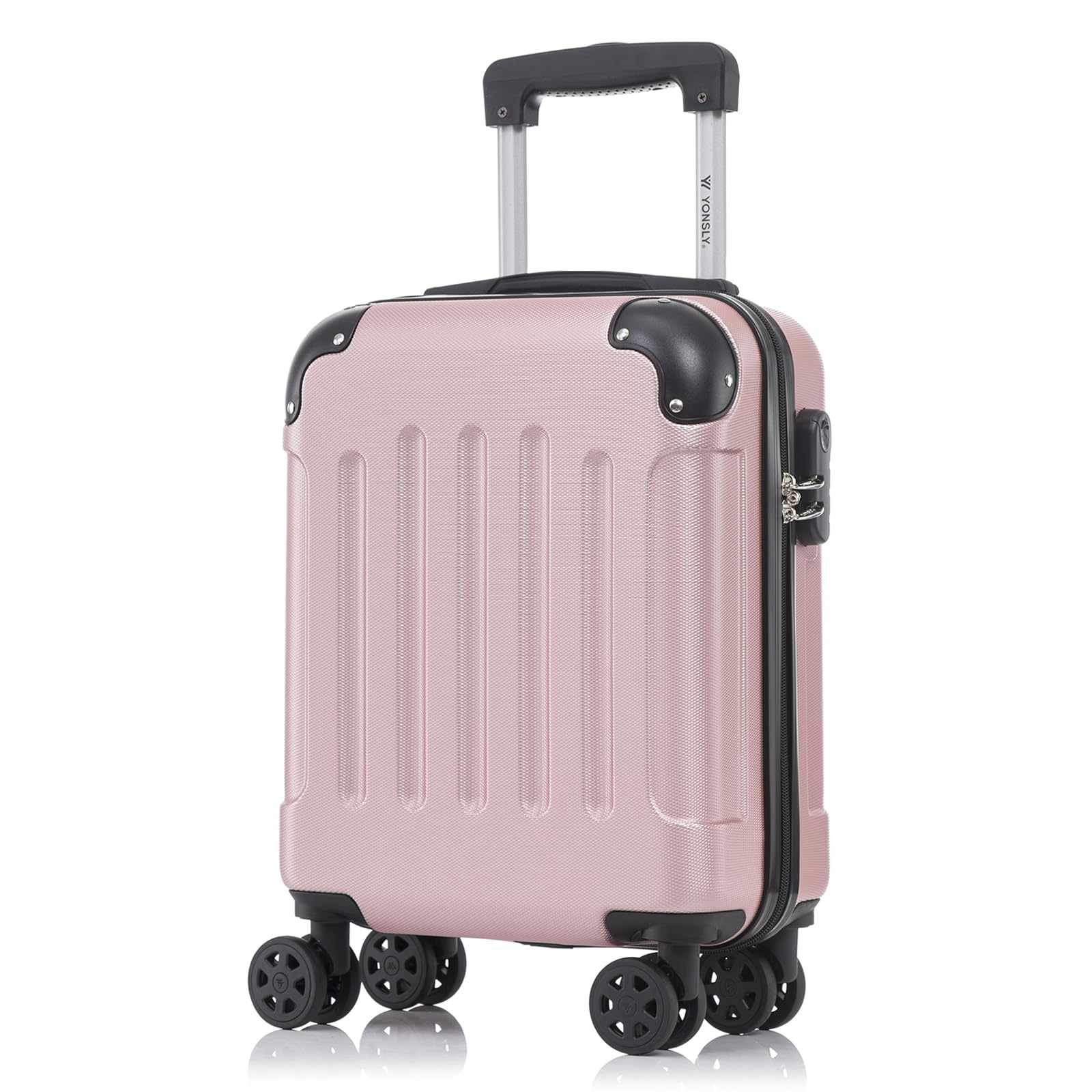 yonsly Koffer Suitcase, Trolley Reisekoffer, Rollkoffer Handgepäck mit 4 Rollen 360°, ABS Hartschalen, Sicherheitsschloss, Weicher Gummigriff, 210D-Futter