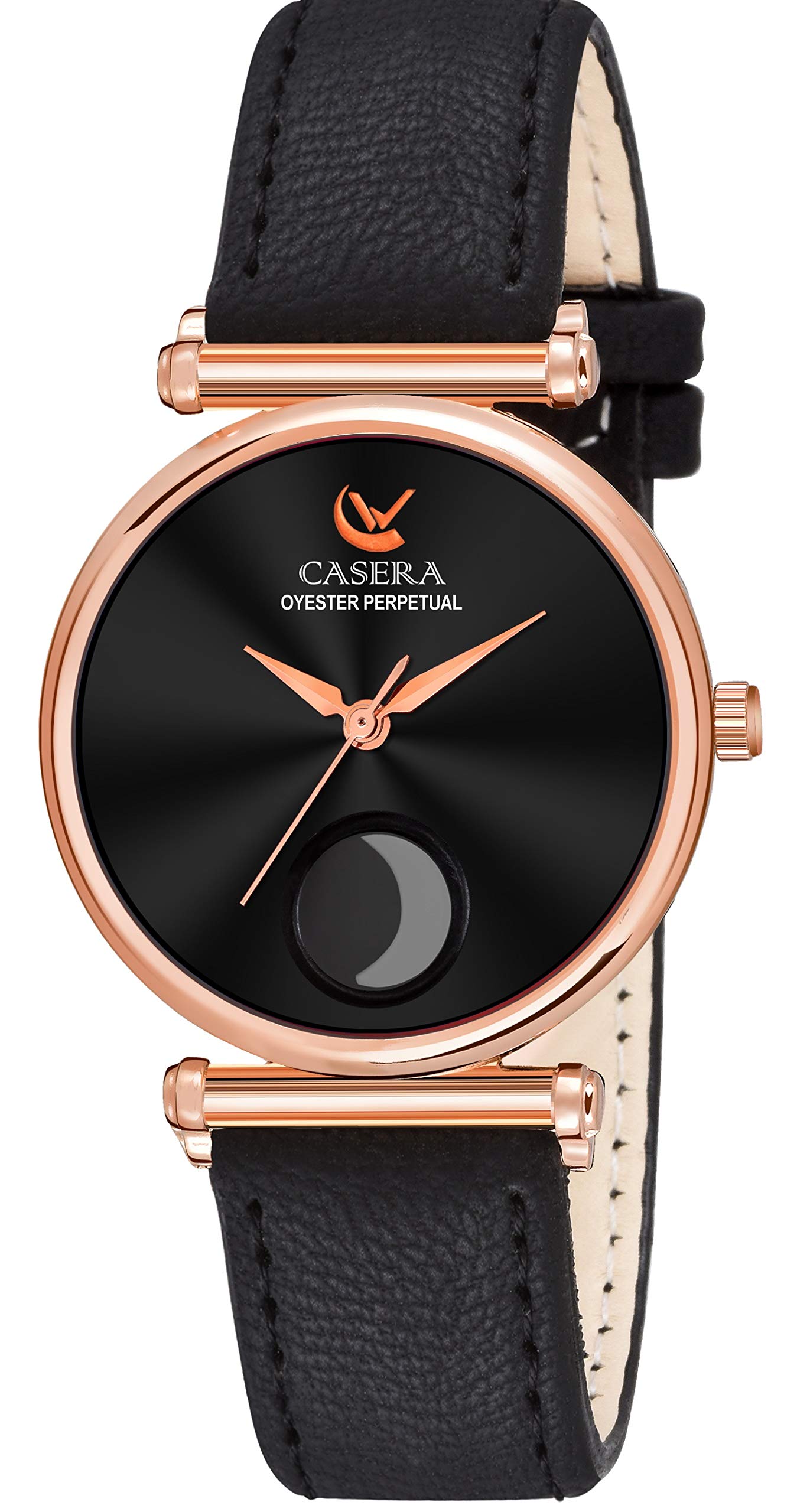 casera Moon Stylish Analog Leathers Strap Wrist Watches for Girls and Women (Black) (B08XBZX7CH) Amazon Price History, Amazon Price Tracker