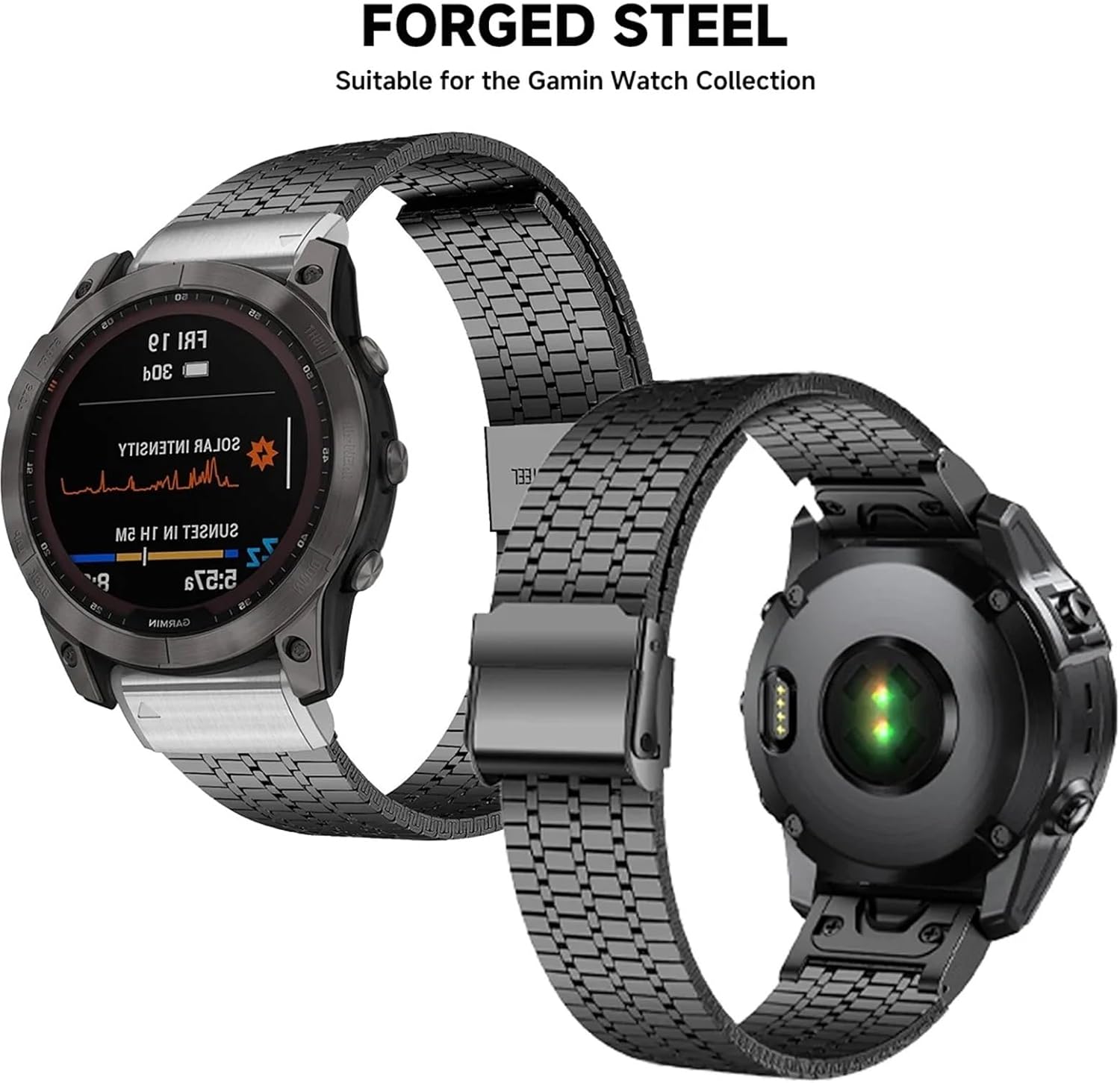 Quick Fit Stainless Steel Strap for Garmin Watch Fenix 6 7 Pro 5 Plus 5s 6s 7s No Gaps 26mm 22mm 3HR 945 Curved End Metal Band Watch Strap