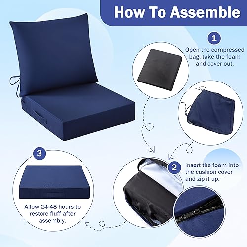 Miniatura 8 de Juego de cojines de asiento para exteriores, cojines para sillas de patio impermeables y resistentes a la decoloración, cojín de exteriores para