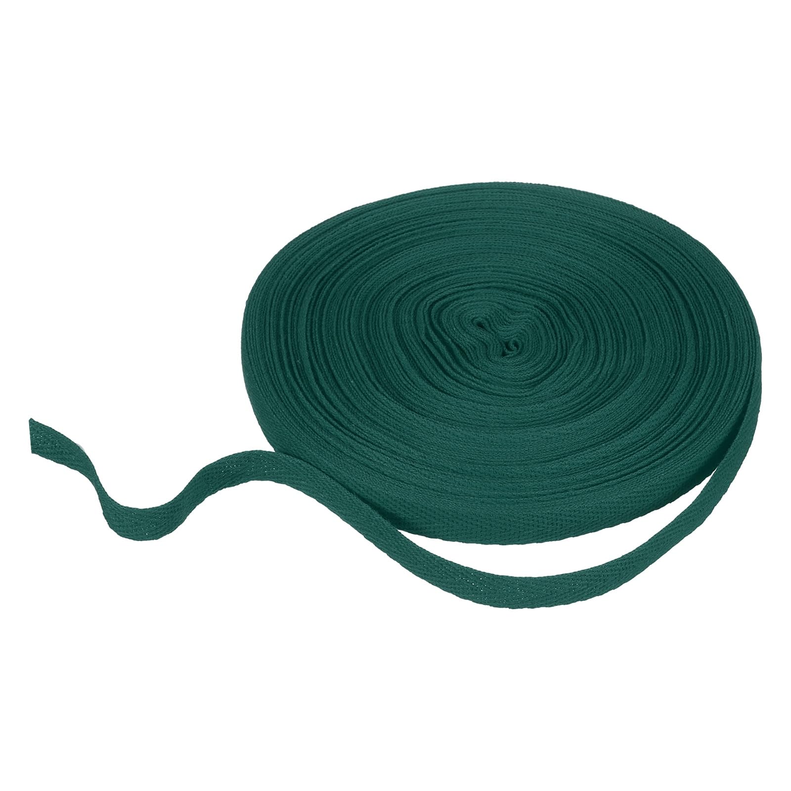 sourcing map Cotton Twill Tape Ribbon 10mm x 21 Meters Herringbone Webbing Tape Roll Bias Binding Tape for DIY Crafts Sewing Gift Wrapping, Dark Green
