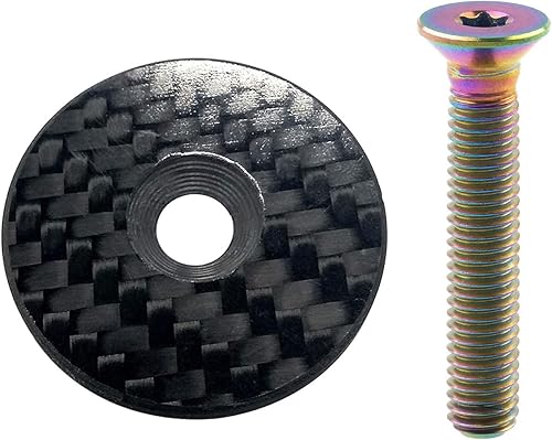 Yaruijia Tapa de vástago de bicicleta de 1.126 in de fibra de carbono con perno de titanio M6x35mm para tapa de vástago de horquilla de bicicleta de