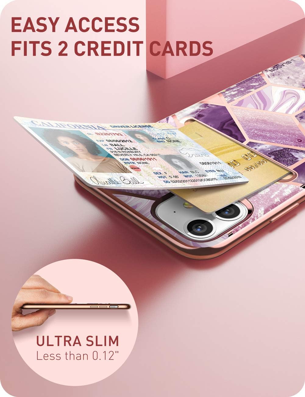 i-Blason Cosmo Wallet Slim Designer Wallet Case for iPhone 12 Mini (2020), 5.4", Ameth