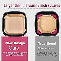 Vista 4 de Forros para freidora de aire para freidora de aire rosa, forros de papel desechables para freidora de aire Paris Hilton, freidora de aire blanca