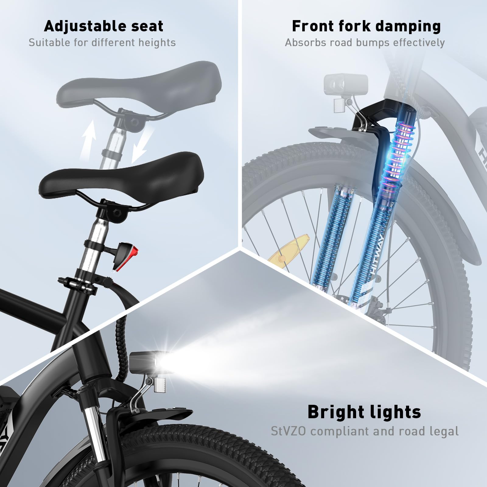 HITWAY Vélo Électrique, VTT Électrique 27,5"/26" Pneu avec Batterie au Lithium Amovible 36V13Ah/48V15,6AH,Autonomie 60-100km,Ville E-Bike avec 7 Vitesses, 250W Moteur pour Adulte