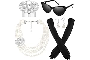 6 Pieces 1920s Roaring Twenties Party Costume Accessories for Women - Vintage Flapper Girl Set