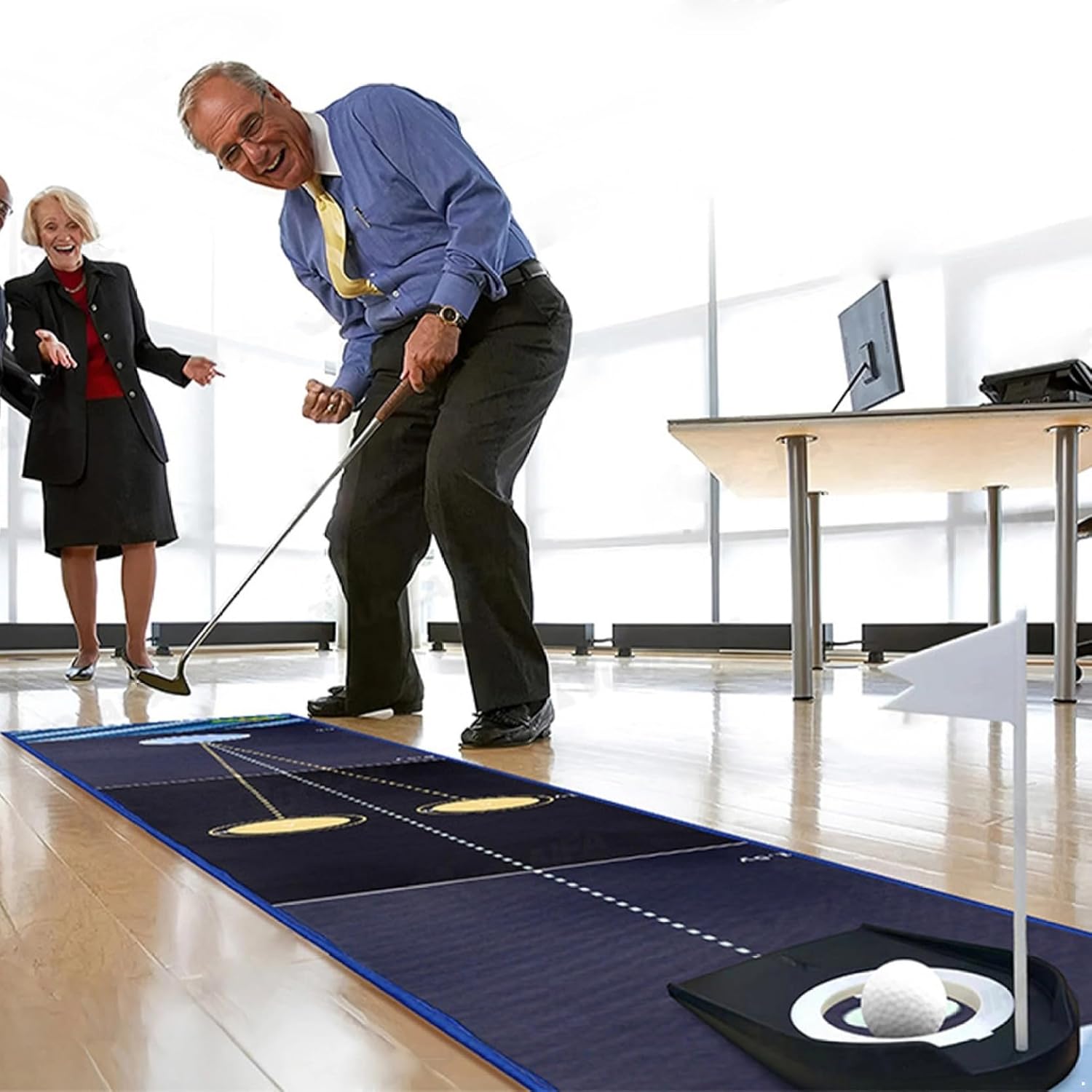 Dual Track Indoor Golf Putting Carpet Beginner Sports Gear Compact Foldable Practice Mat Home Leisure Training Tool