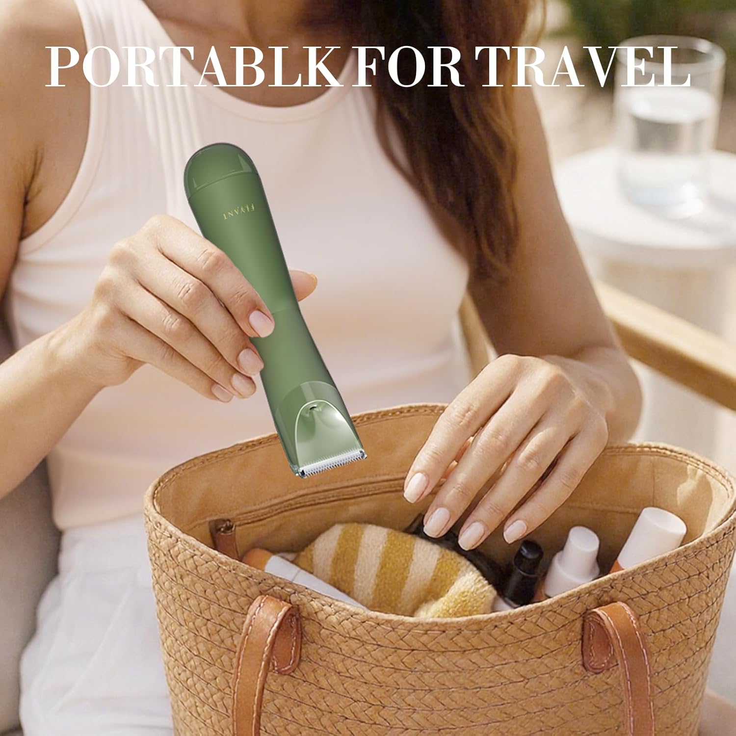 Flyant Bikini Trimmer for Women, 2 in 1 Electric Shaver for Women, Pubic Hair Trimmer Waterproof IPX7 with LED, Bikini Razor for Leg Arm Underarm Bikini Area, Pull Bows Gift Box for Friends - Green