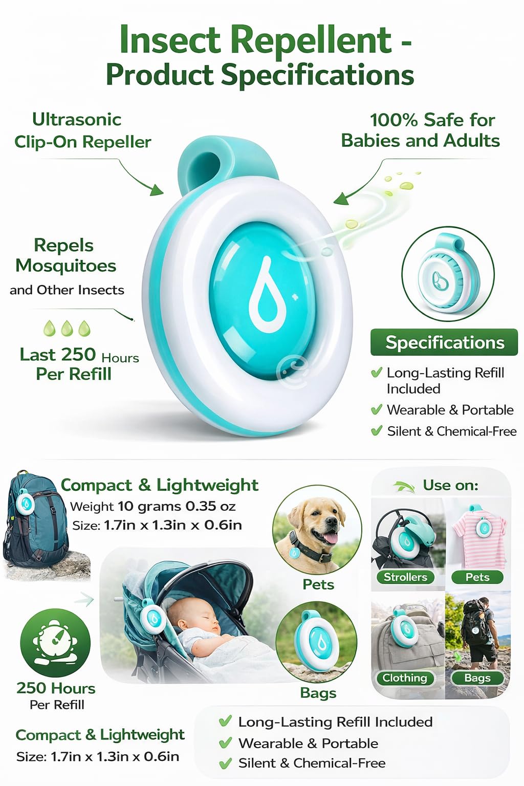 Arta Baby Safe Natural Anti-Mosquito Clip, Mosquito Repellent Button, Easy Clip-On Mosquito Protection for Babies, Kids, Portable Mosquito Repellent for Stroller, Clothes, Bags, Outdoor Travel - Pack of 5 2