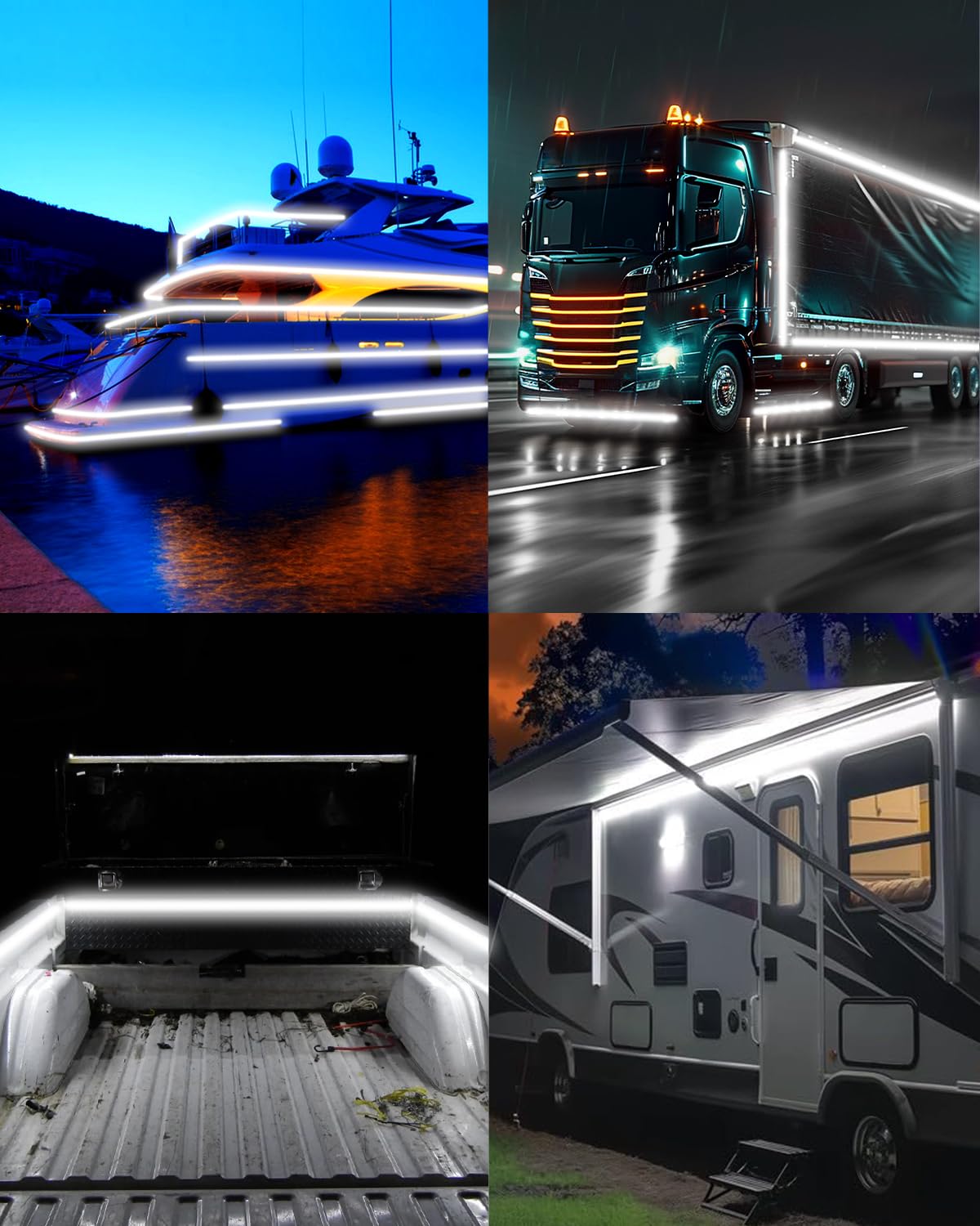 LLTOP - Wohnmobil-Markisenlichter, 12 V Gleichstrom, 4 m, weißer LED-Streifen, wasserdicht, IP67, Wohnmobil, Anhänger, Outdoor, Wohnmobil, Unterflur-Klebeband für den Außenbereich