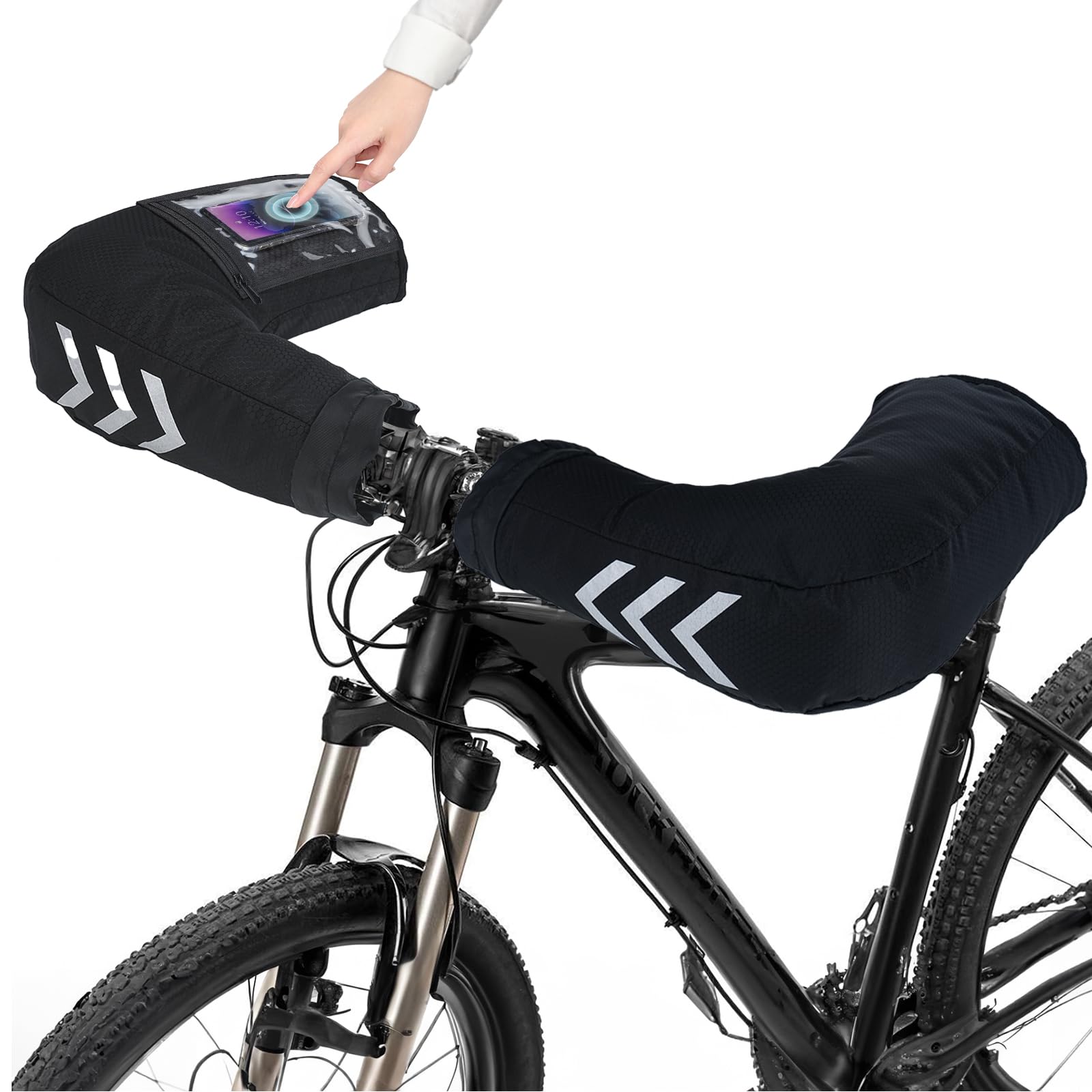 LYtech Lenkerstulpen Lenker Handschuhe mit Touchscreen Winter Winddicht Lenkerhandschuhe Winterhandschuhe für Fahrrad MTB Motorrad E-Bike Scooter Gefüttert Winddicht Wasserabweisend Reflektierend Fashion