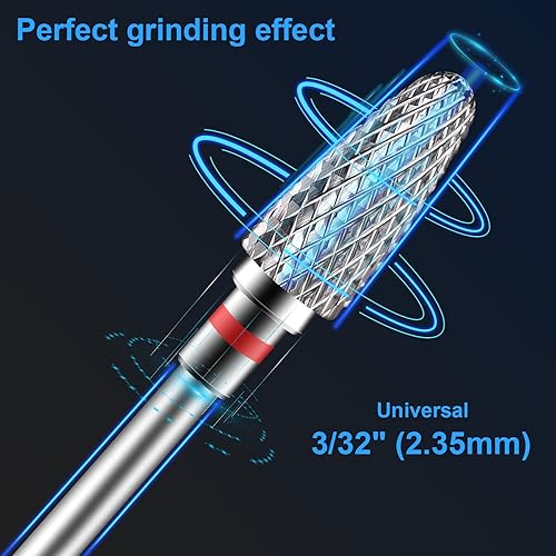 Miniatura 9 de Paquete de 2 brocas de uñas para uñas acrílicas, brocas de vástago de 332 pulgadas para uñas, brocas eléctricas profesionales para uñas en el hogar,