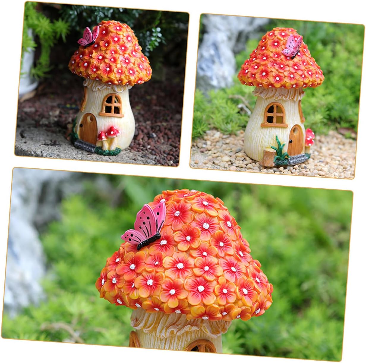 BESPORTBLE Solar Mushroom House Garden Light Outdoor Landscape Figurine Lamp with Solar Power for Patio Lawn Decor