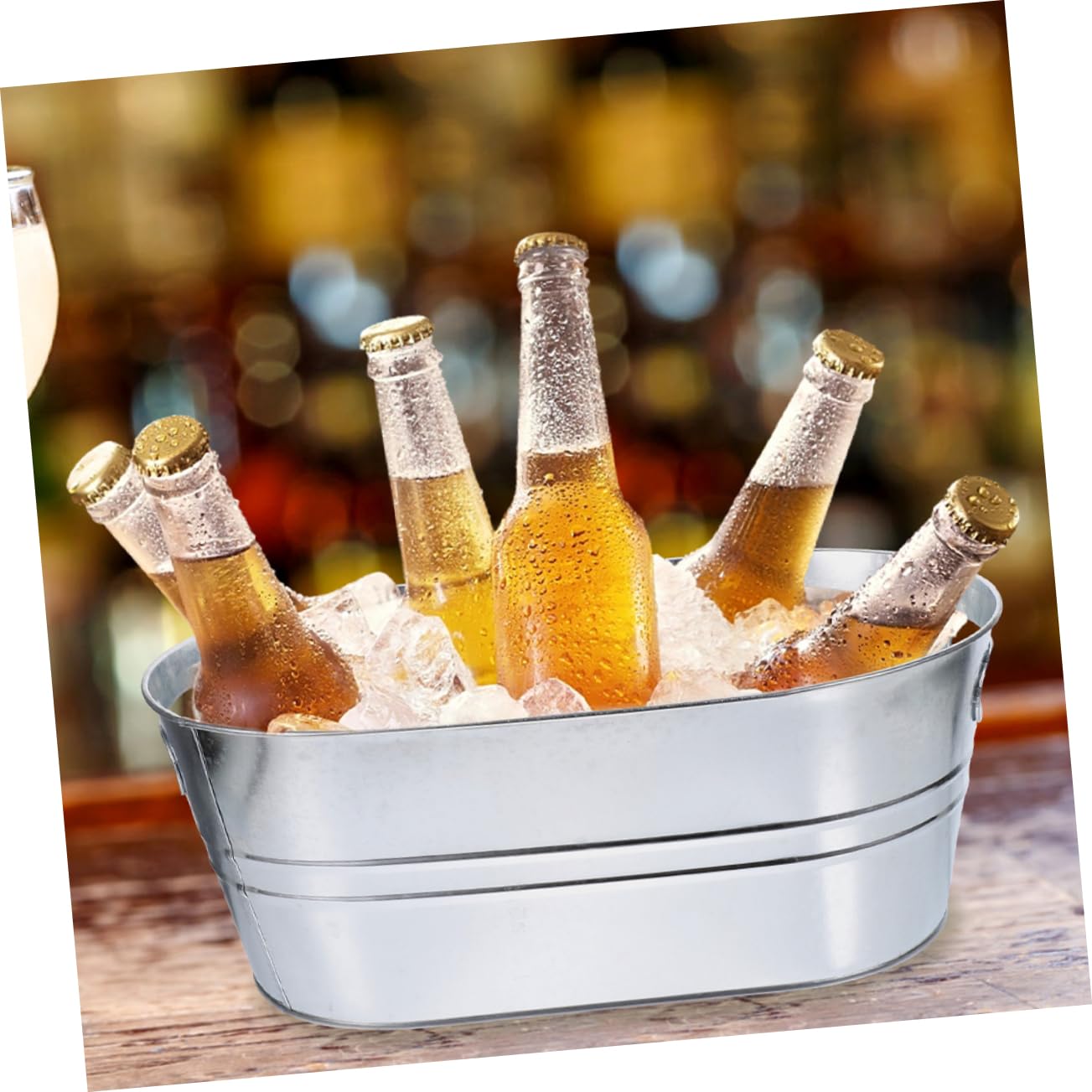 Cubeta de Hielo de Acero Inoxidable 15l, 2 Piezas para Bar | Color Plata, Asa Robusta y Diseño Reforzado, Gran Abertura para Cerveza y Botella de Vino en Fiesta o Club