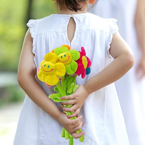 Miniatura 7 de KWAGOCAR Paquete de 8 alzapaños de felpa artificial con hebilla de cortina – Linda flor de sol, cara sonriente grande con tallos de margaritas