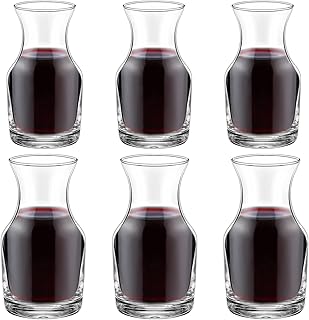 Single Serving Wine Carafe Glass Mini Decanter Individual Wine Decanter Small Carafe for Dinner Parties Tastings Bars Restaurants, 6.5 Oz, 7.7 Oz(6 Pack)
