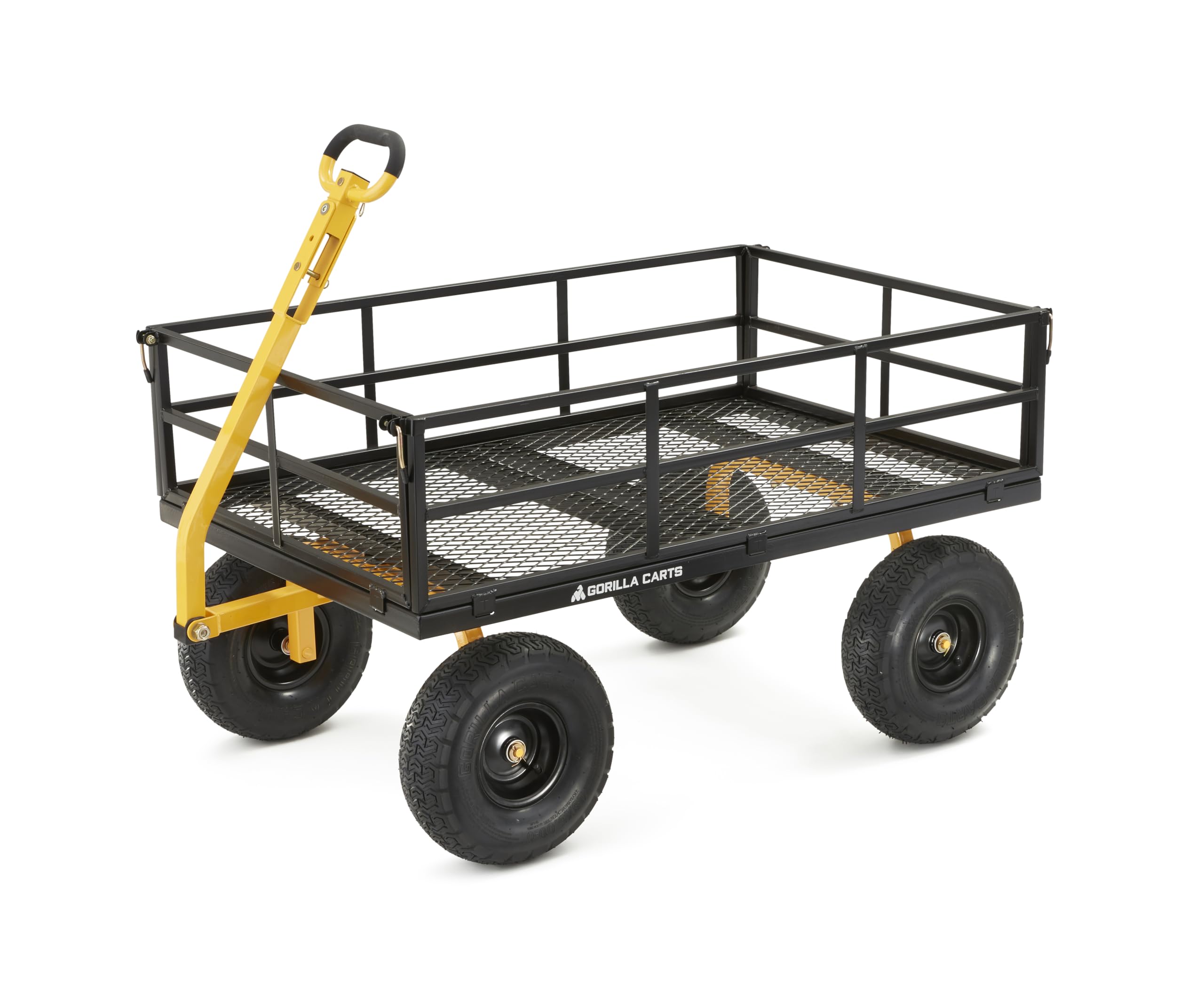 Gorilla Carts GOR1400-COM Steel Utility Garden Cart, Heavy-Duty Convertible 2-in-1 Handle and Removable Sides, 12 cu ft, 1400 lb Capacity, Black
