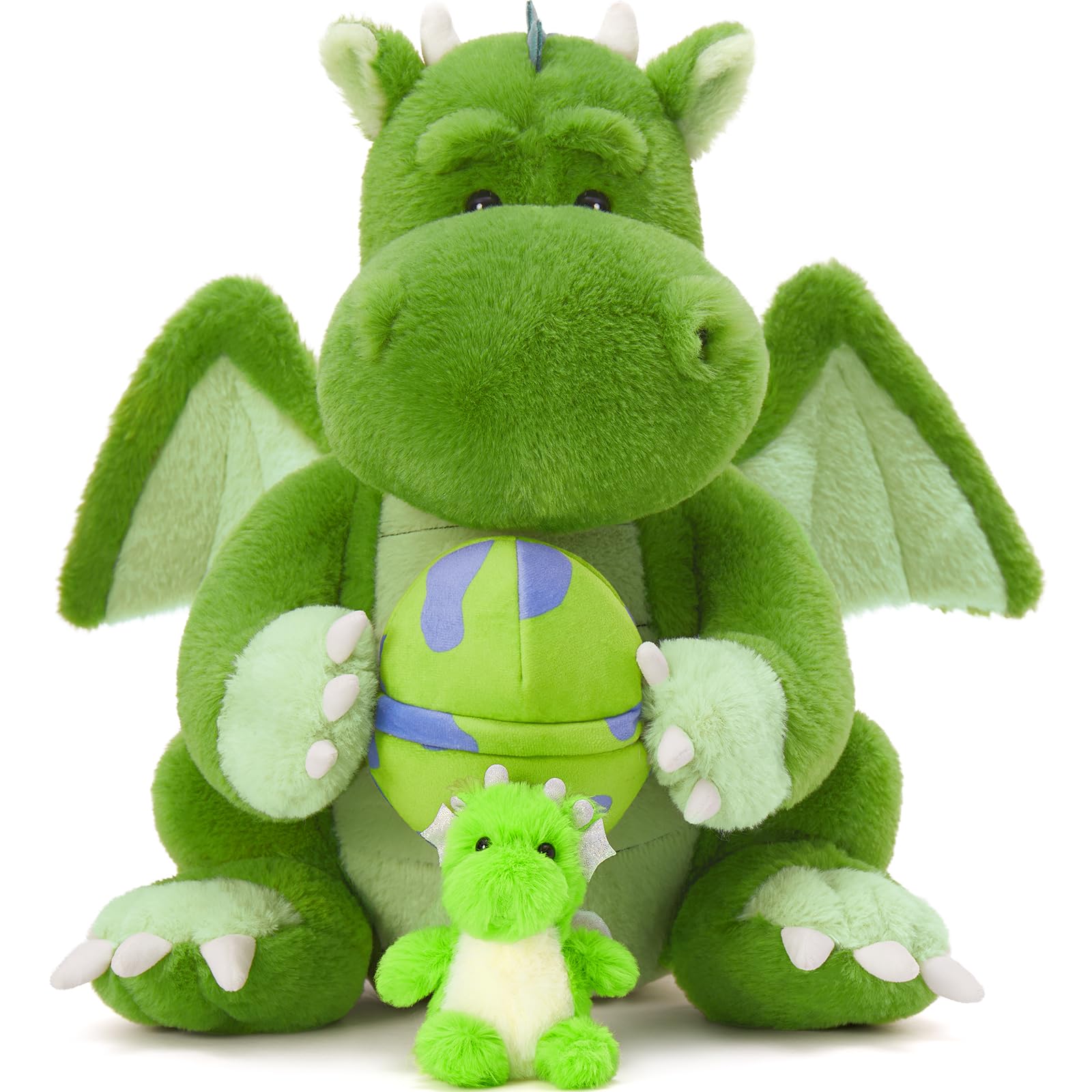 MorisMos 47cm Giant Dinosaur Soft Toy, XXL Big Green Dinosaur Teddy with Baby, Kawaii Large Stuffed Animals, Cuddly Fluffy Plush Gift for Kids Girlfriend Birthday