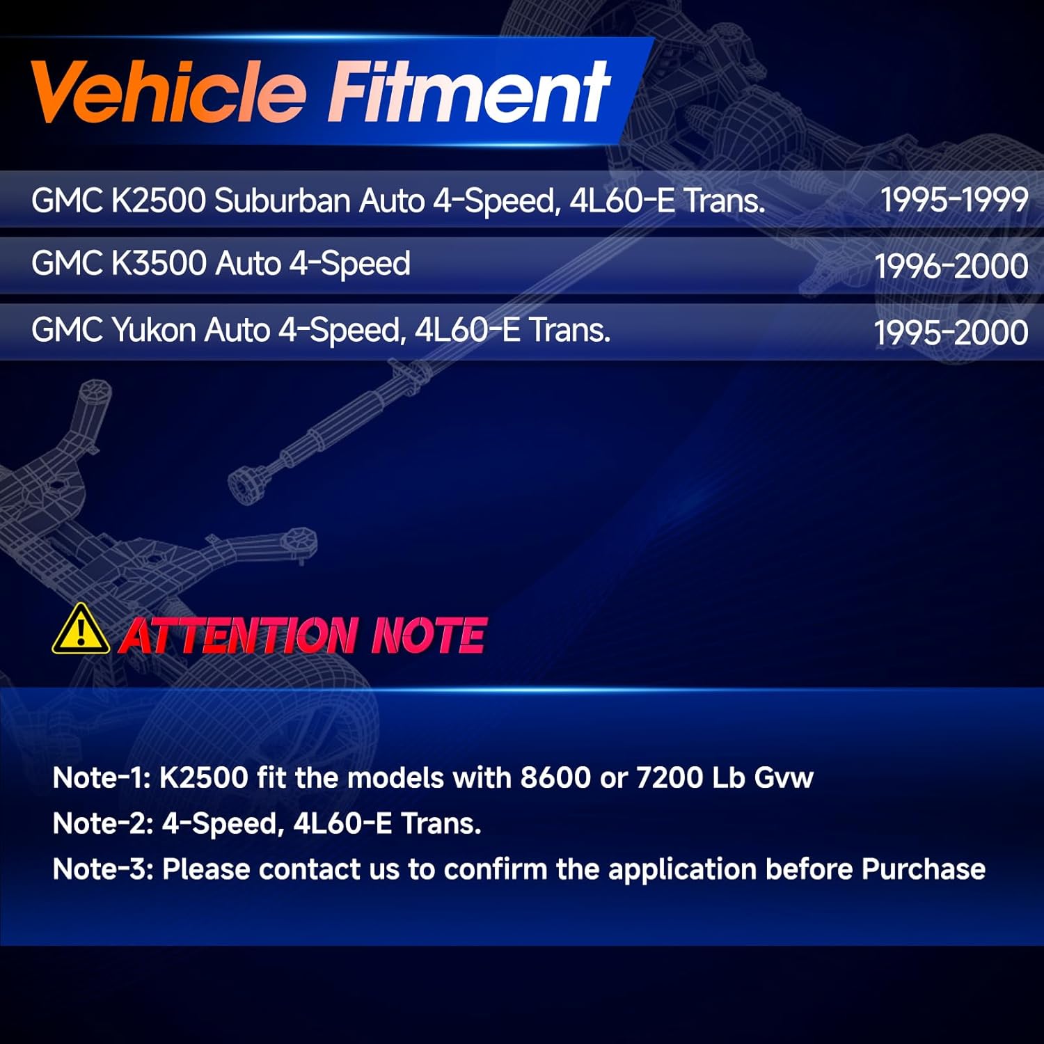 938-224 Front Drive Shaft Assembly [Automatic Transmission] Fit for Chevy K1500 K2500 K3500 GMC Yukon 4-Speed, 4L60-E Trans., Complete Prop Shaft Driveshaft Replaces 26057959, 65-9361