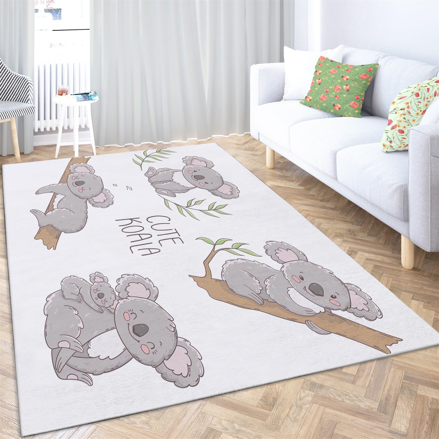 Generic Tapis Salon Dessin animé Animal Koala Chambre Moderne Tapis pour Enfant Chambre, Bébé, Fille et Garçon - Moquette pour Chambre et Salon 120 x 170cm