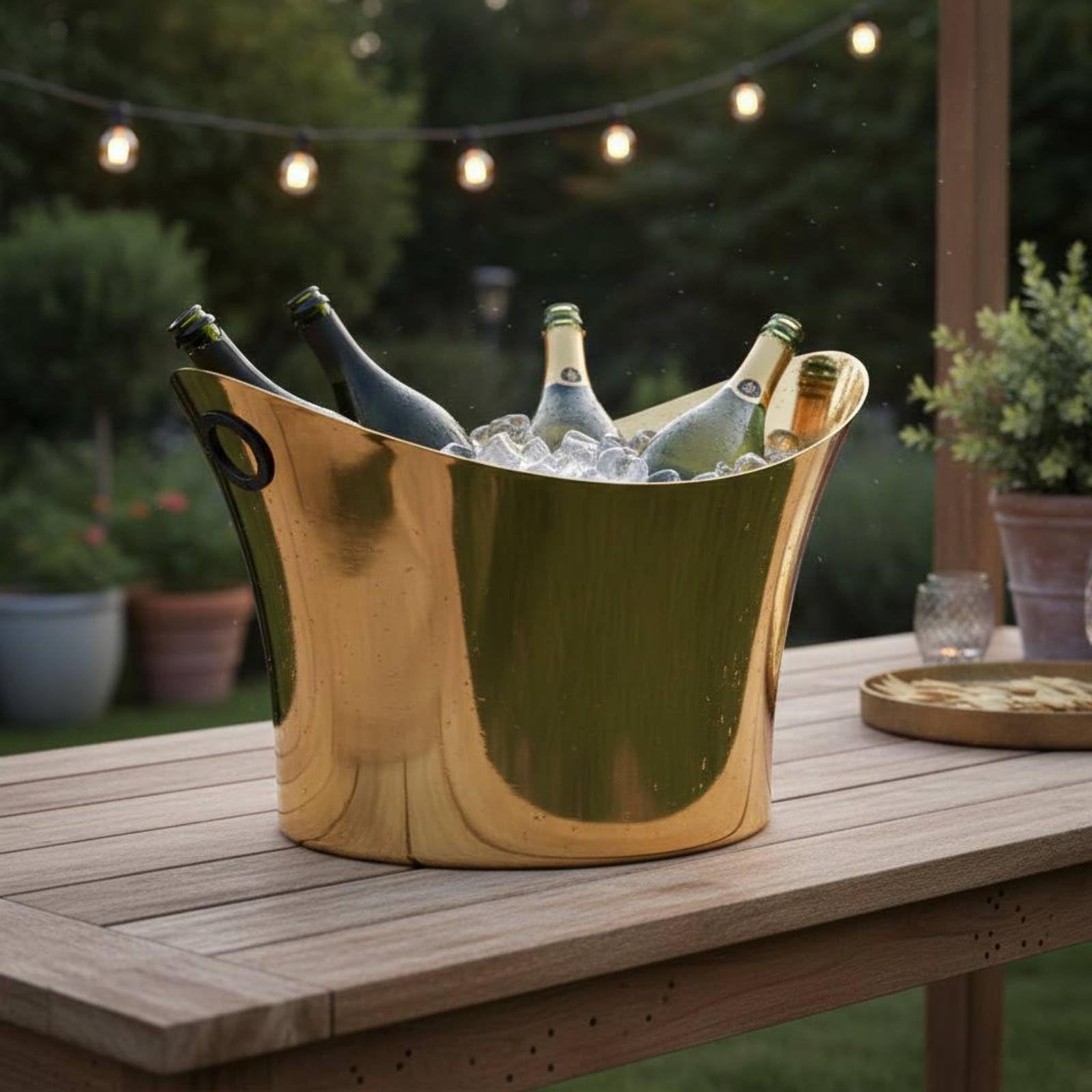 Cubitera de Champán Cubo de Hielo de Botellas Cubeta para Bebidas con Acero Inoxidable y Limpieza Rápida Adecuada para Servicio Continuo Catering Bodas Cumpleaños, Plata, Yuanbao