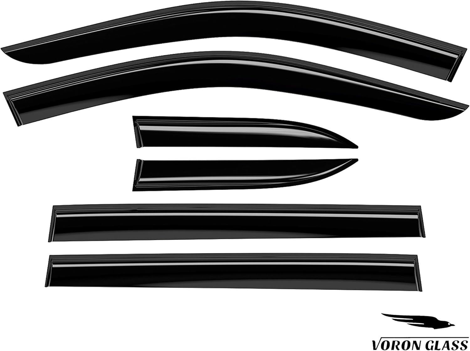 Voron Glass Tape-on Extra Durable Rain Guards for Jeep Grand Cherokee 2022-2026, Window Deflectors, Vent Window Visors, 6 Pieces - 100871