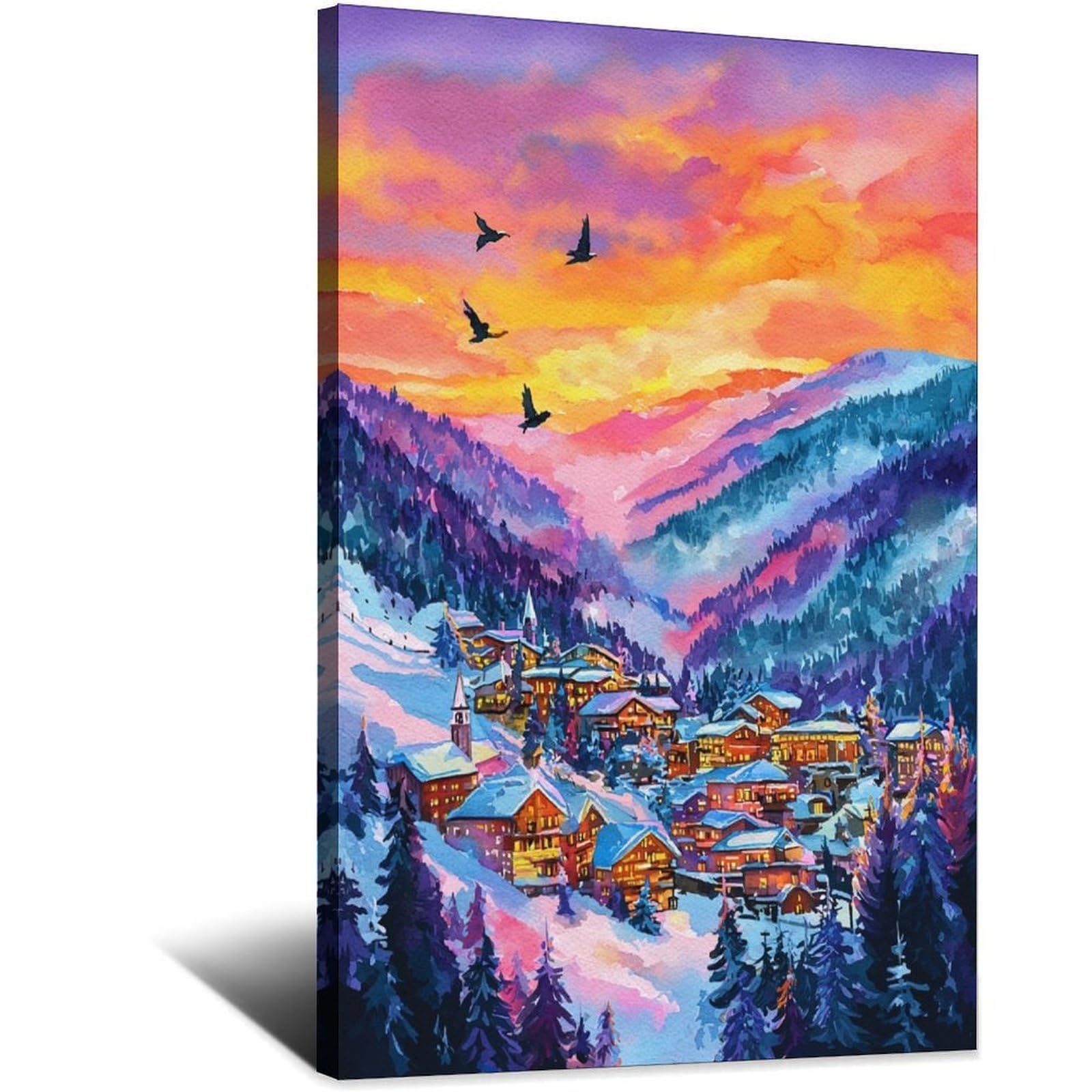 Vail Colorado Ski Poster 20x30inch(50x75cm) Vintage Watercolor Canvas Art