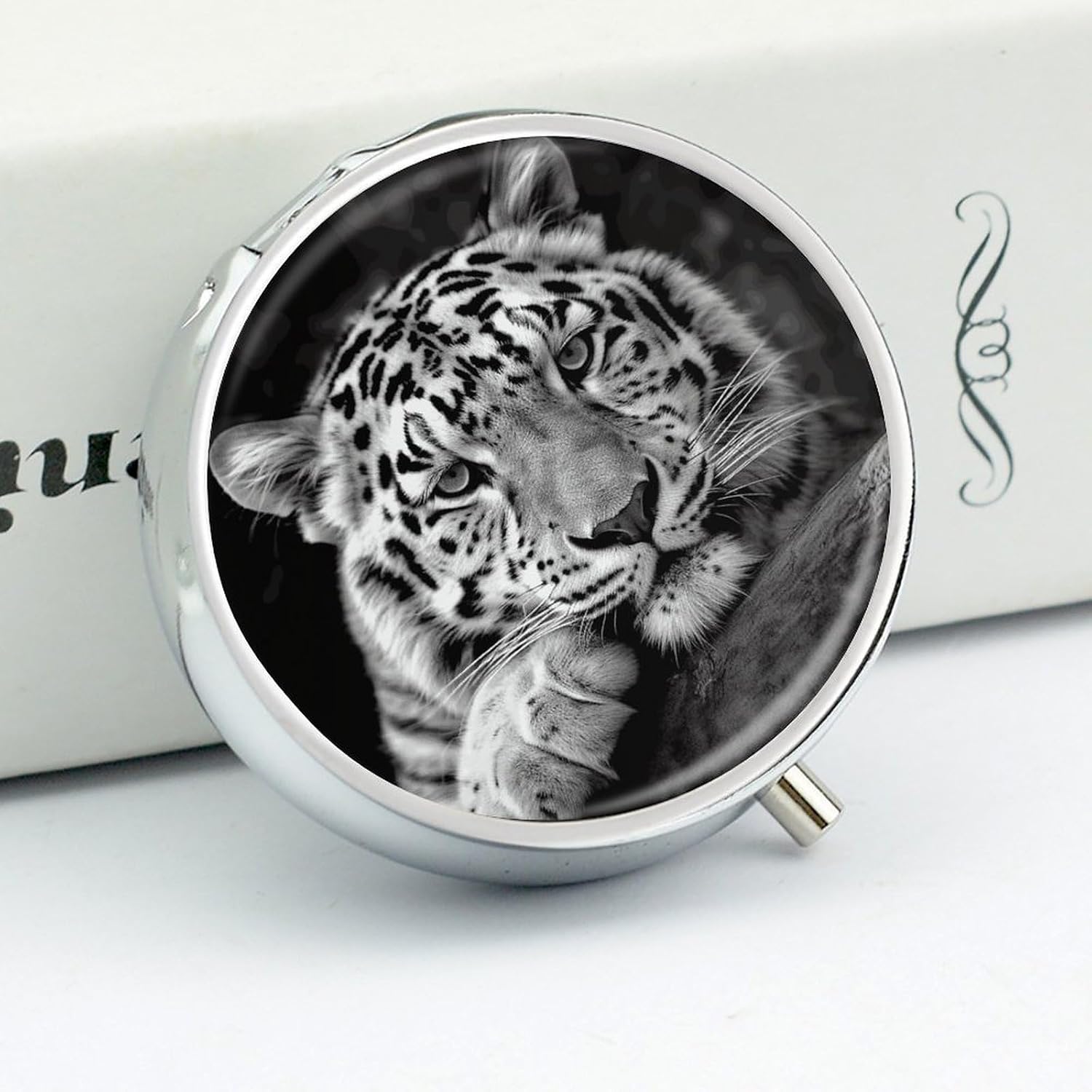 Round Pill Box, 3 Compartment Small Pill Case for Pocket Purse image 4