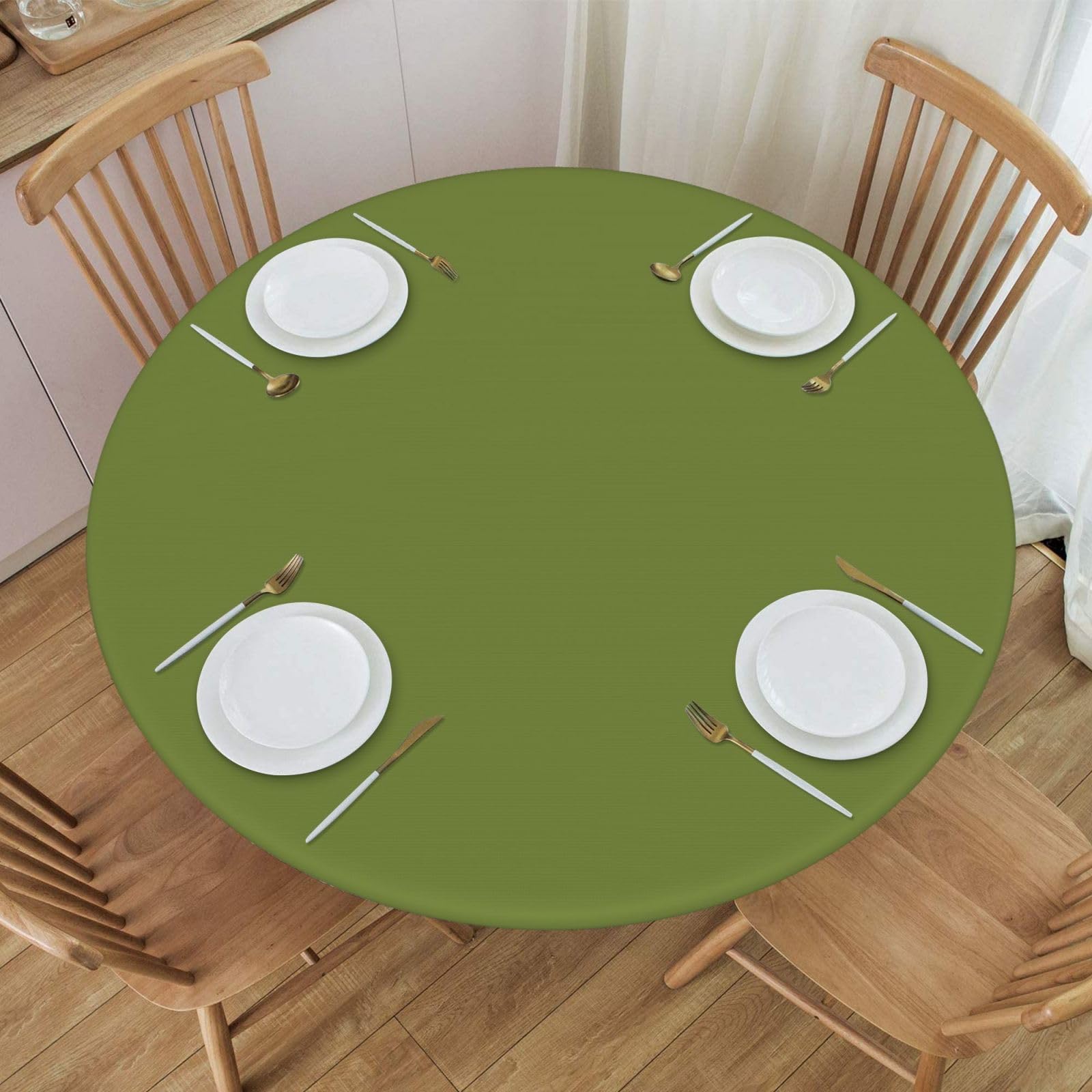 Tovaglia Rotonda Verde Scuro 180 Cm (71 Pollici): Resistente Alle Macchie Per Sala Da Pranzo E Matrimoni
