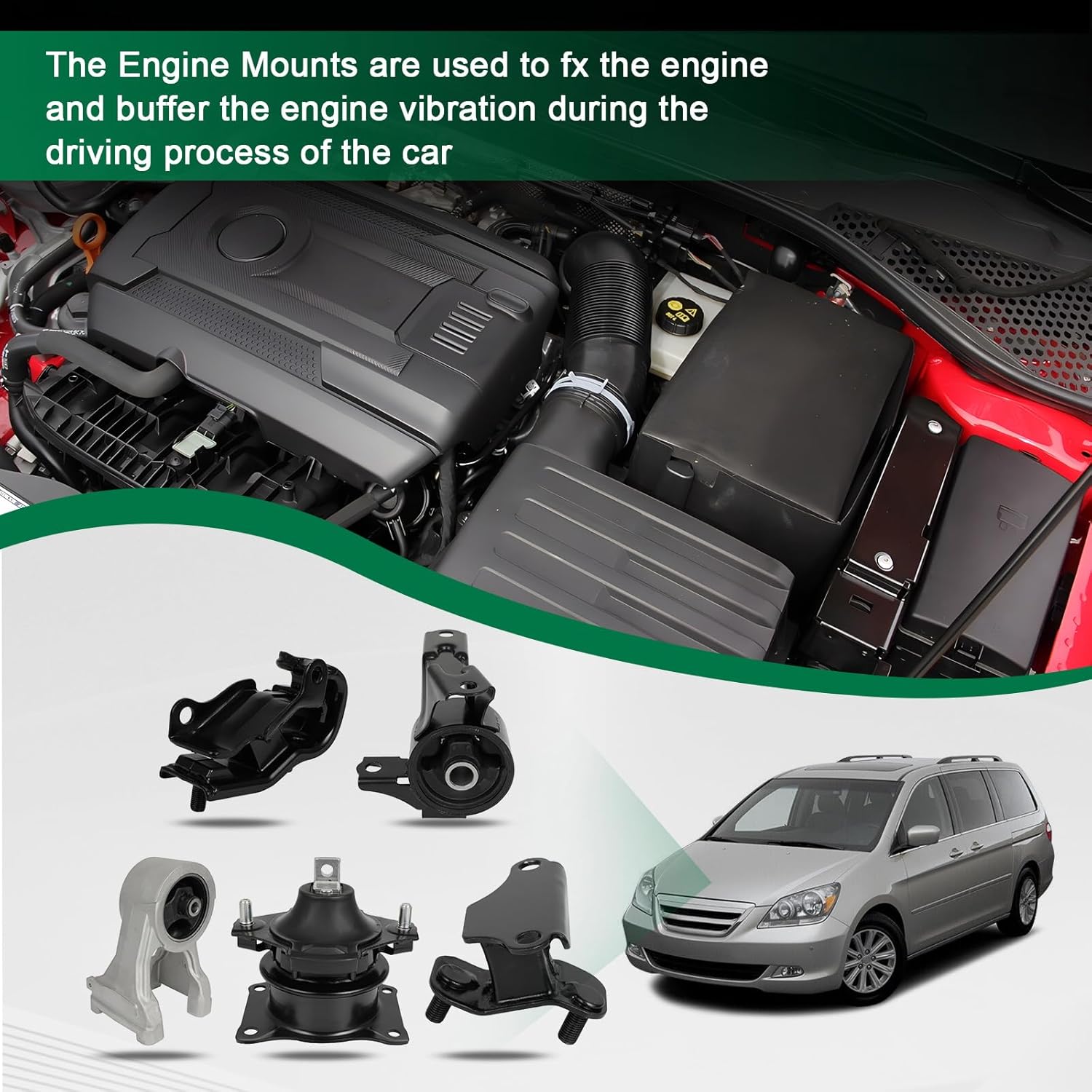 SCITOO Engine Motor Mount and Transmission Mount Set Compatible for Honda for Odyssey 3.5L 2005-2006,OE A4526HY A4553 A4555 A4559 A6582