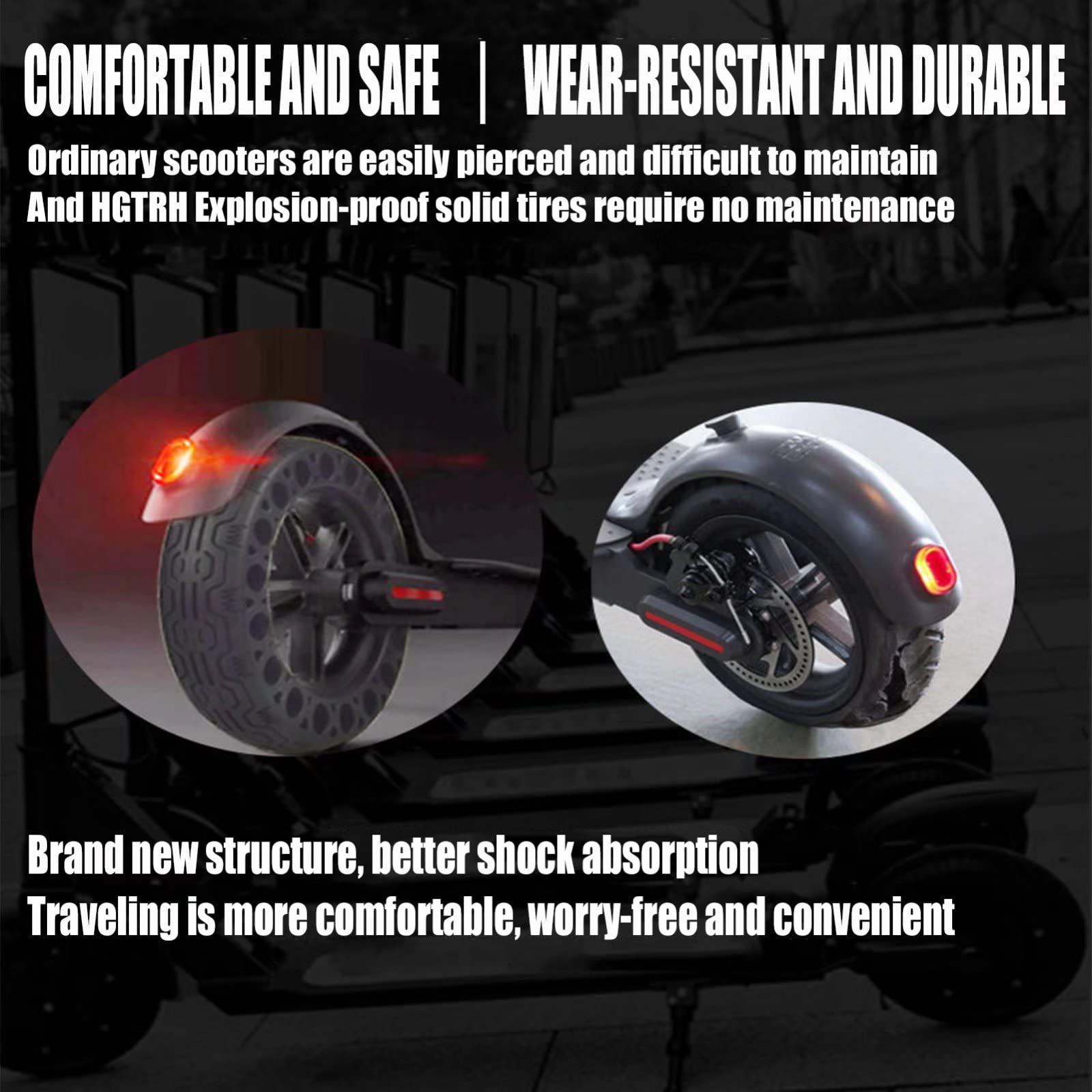 Neumáticos de goma maciza de 10 pulgadas para scooter, neumáticos de scooter a prueba de pinchazos compatibles con scooter eléctrico Segway Ninebot Kickscooter Max G30, 60/70-6,5 Reemplazo de neumátic