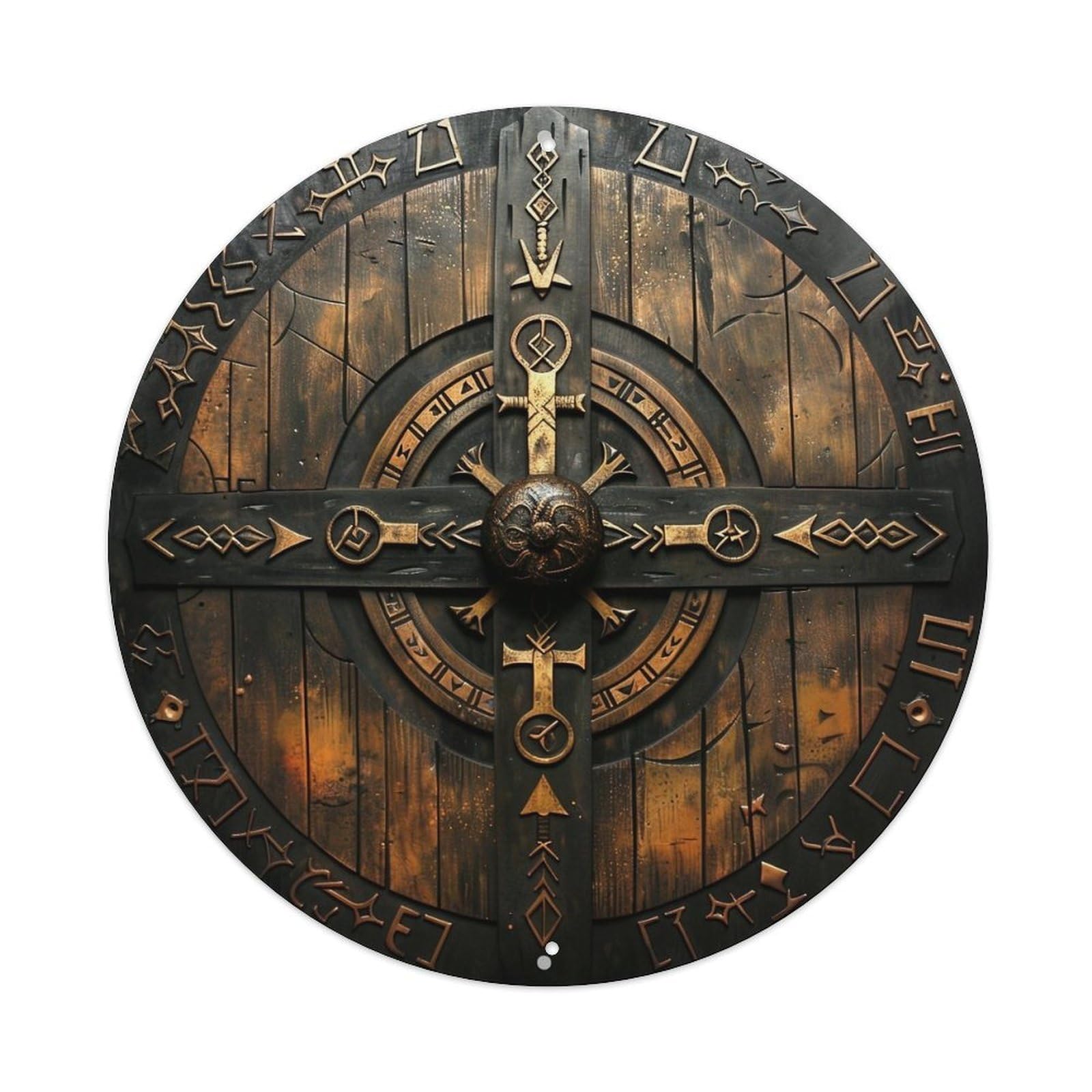 Ancient Runes Shield Design Metal Tin Sign Plaque