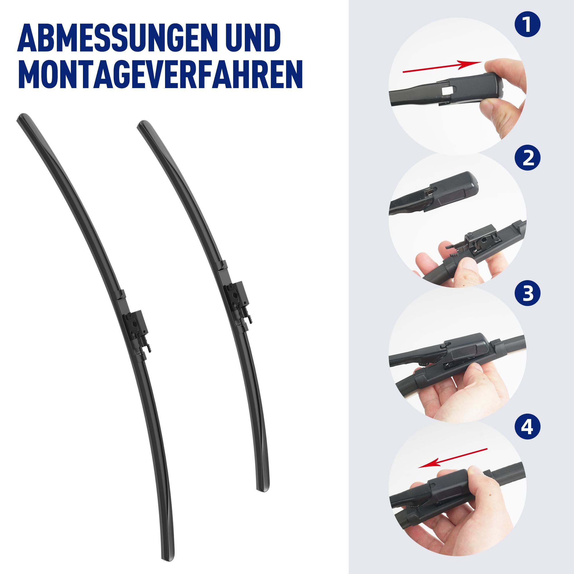 Scheibenwischer Set für Mercedes Benz V-Class W447 2014-2025 Vorne & Hinten | 2 Front + 1 Heck, Vordere Flachbalken-Wischer, Auto Scheibenwischer Frontscheibe und Heckwischer, Direkte Montage