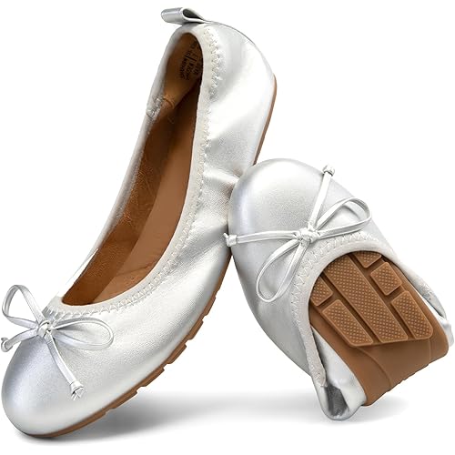 DREAM PAIRS Women's Flats, Foldable Ballet Flats for Women, Bowknot Round Toe Comfort Light Weight Slip-On Dress Shoes