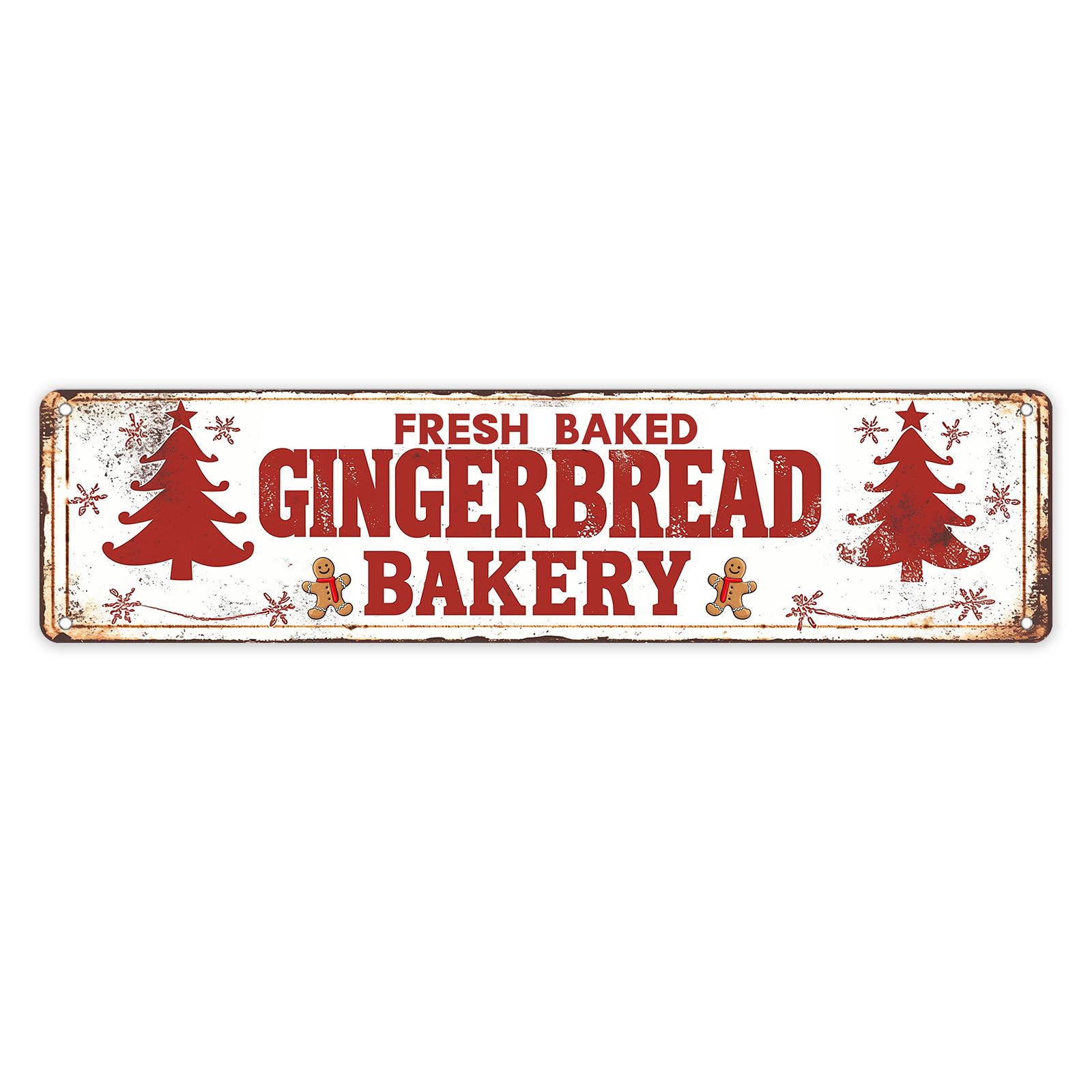 peiyeety Gingerbread Bakery Metal Sign Vintage Christmas Gingerbread Sign Decor for Home Kitchen Cafe Gingerbread Bakery Hot Cocoa Accessories Wall Art Decor 4 x 16 Inch