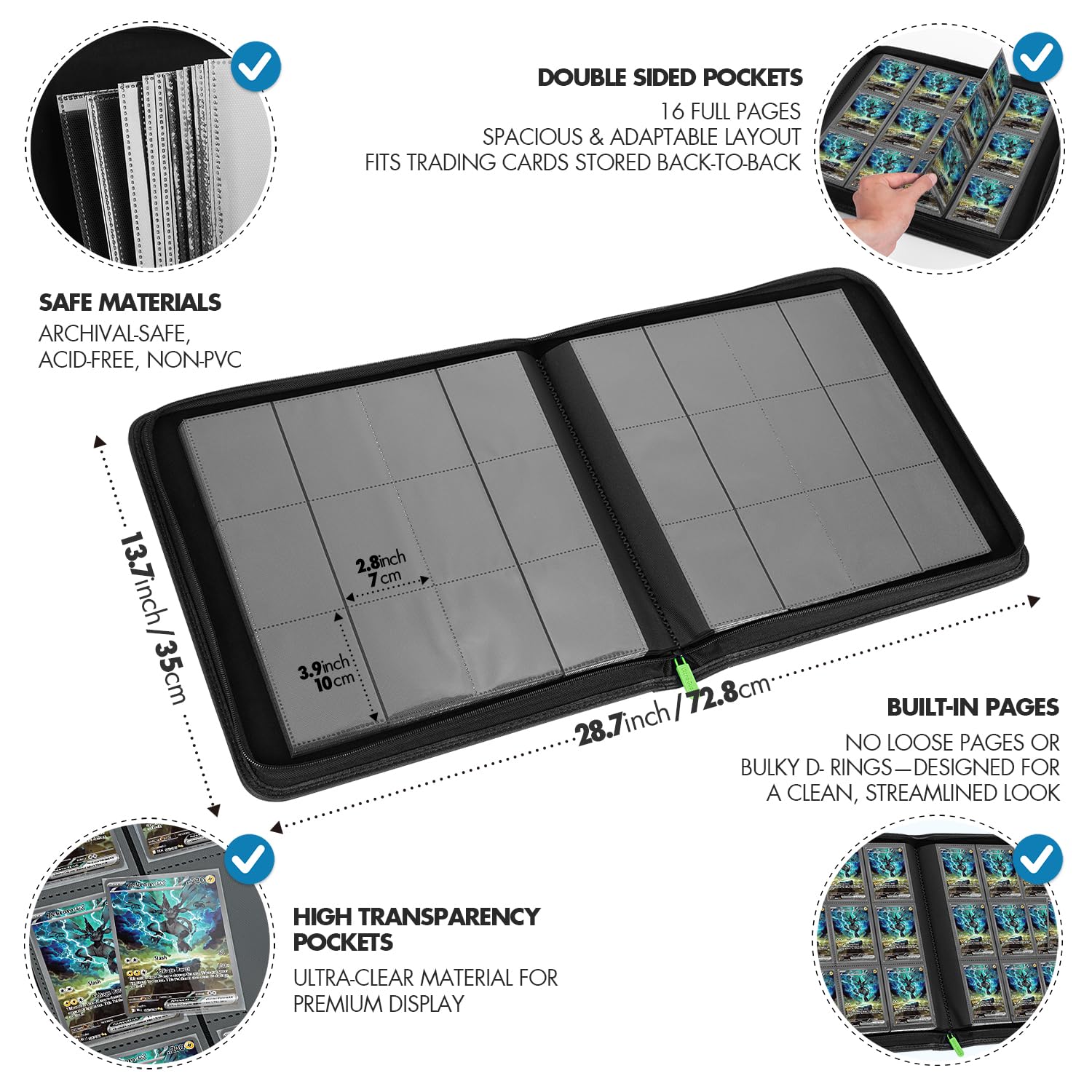 FunGuys Trading Card Binder, 12 Pocket, 720 Side Loading Sports Card Collection Binder for Yugioh MTG, TCG - Image 4