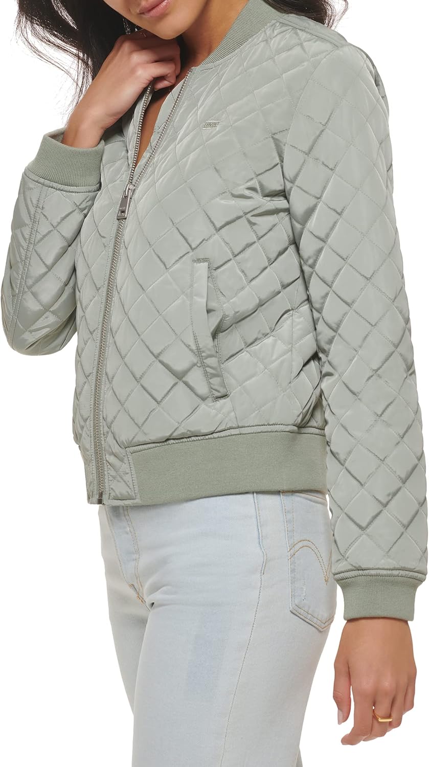 Levi's womens Women's Diamond Quilted Bomber Jacket With Front Pockets - Regular & Plus Sizes - Image 3