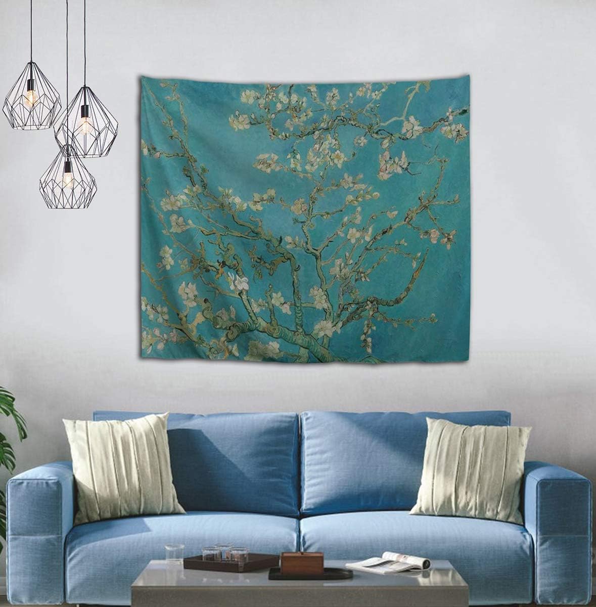 WIHVE Tapestry Wall Tapestry 60x40 Inch, Almond Blossom Tree Oil Painting Polyester Wall Hanging Tapestry Art Home Christmas Decor Living Room Bedroom Bathroom Kitchen Dorm