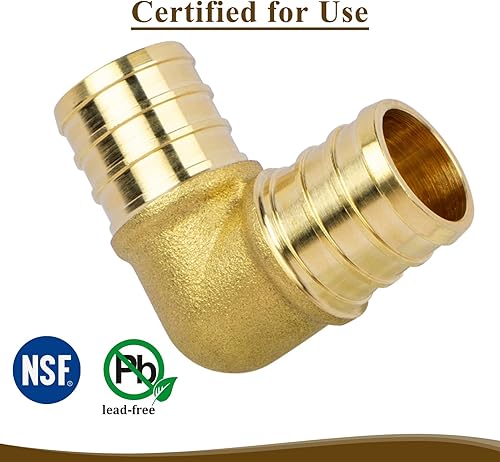 Miniatura 4 de JUWO Conexión Pex de 12 pulgada, paquete de 25 codos PEX de 90 grados para reparaciones de plomería, montaje de engarce de latón resistente y