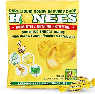 Honey Lemon Menthol Cough Drops, 20 Count Bag