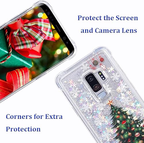 Miniatura 3 de Funda para Galaxy S9 Plus, Galaxy S9 Plus Chrismas Glitter Case Bling Sparkle Flotante Líquido Suave TPU Cojín de Lujo Moda Femenina Mujer Linda