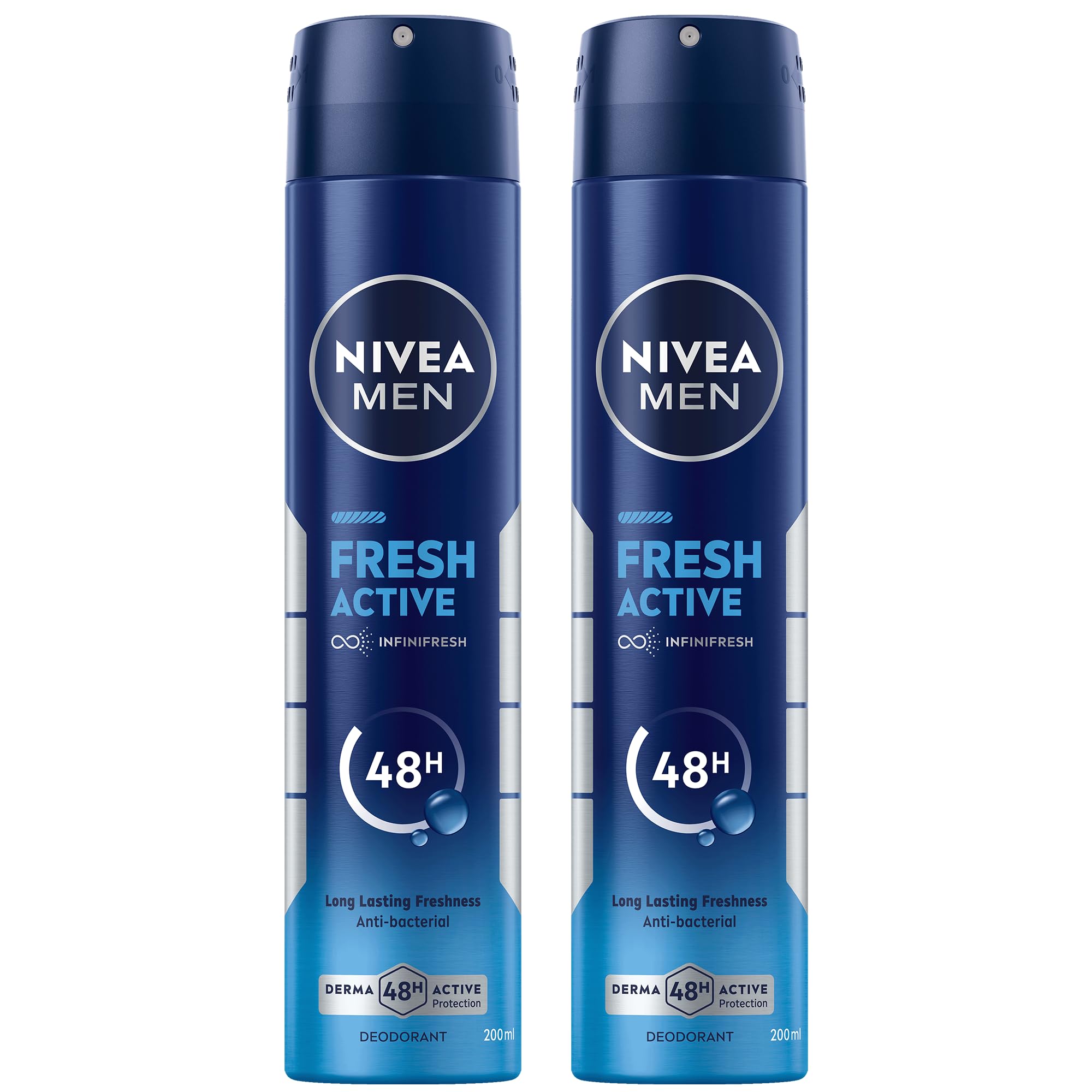 MEN Antiperspirant Spray for Men, 48h Protection, Fresh Active Fresh Scent, 2x200ml