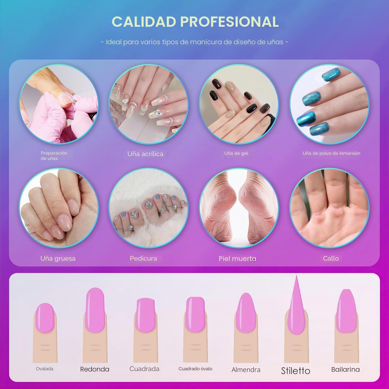 Juego de 26 brocas para uñas, 3/32 pulgadas fresas torno de cerámica para uñas, Broca de diamante para limar de uñas, removedor de cuticulas para manicura y pedicura de uñas de gel acrílico