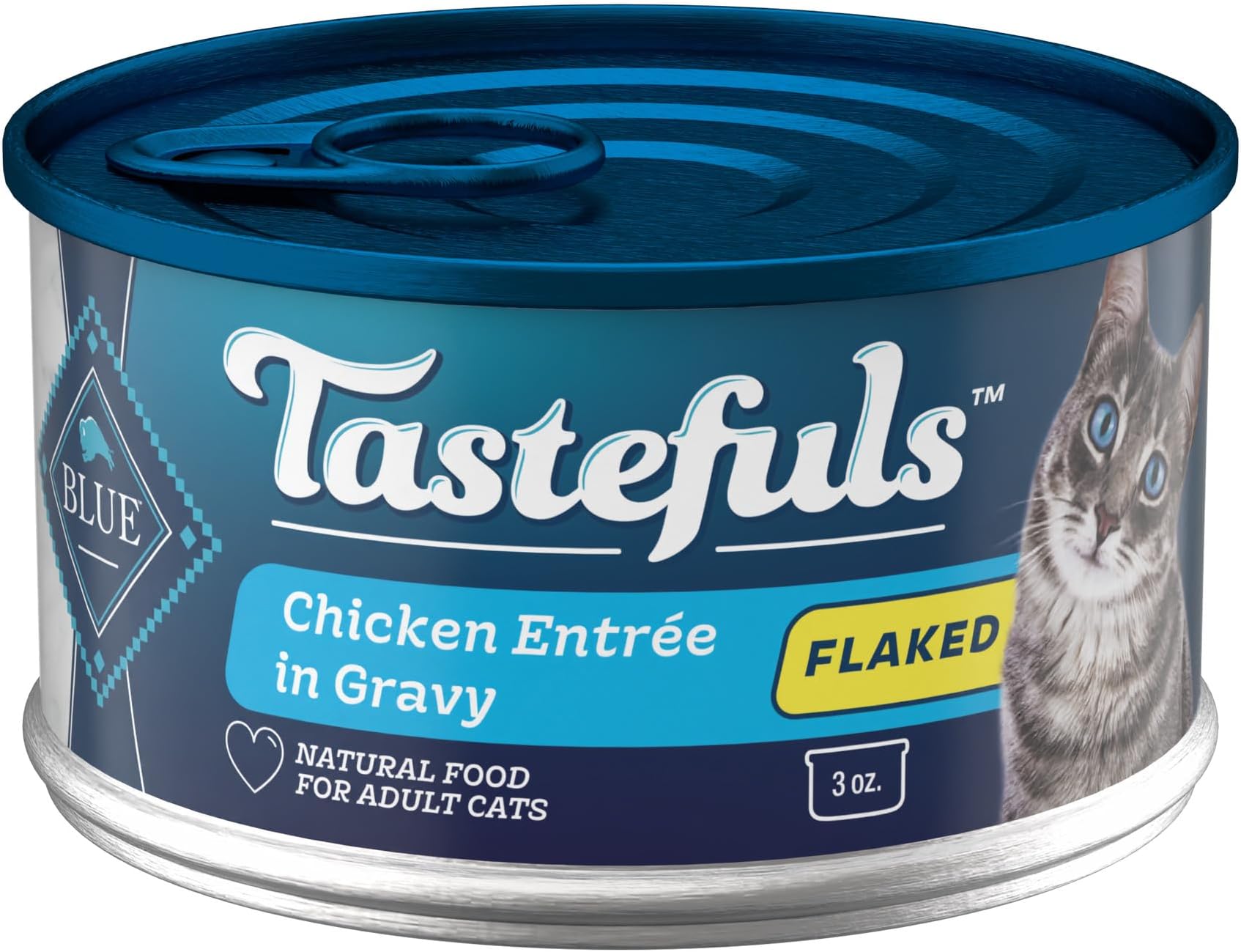 Tastefuls Natural Flaked Wet Cat Food, Chicken Entrée in Gravy 3-oz cans (Pack of 24)