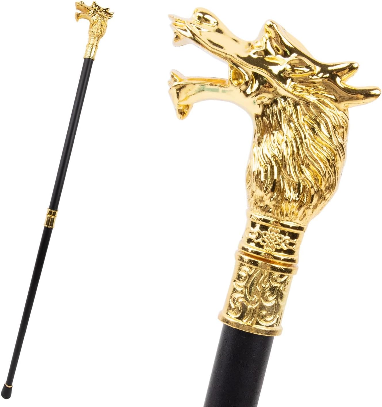 Gold Dragon Walking Cane, Luxury Men Womens Walking Stick, Removable Anti Slip Scepter Cospaly Vintage Party 93cm