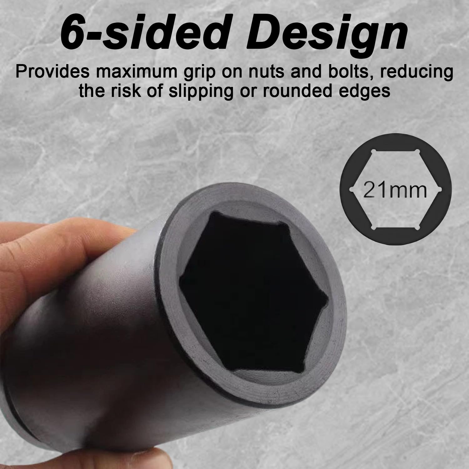 21mm Scaffolding Impact Sockets, 1/2" 21mm Metric Deep Scaffolders Drive with Retaining Pin + O-Ring - Image 2