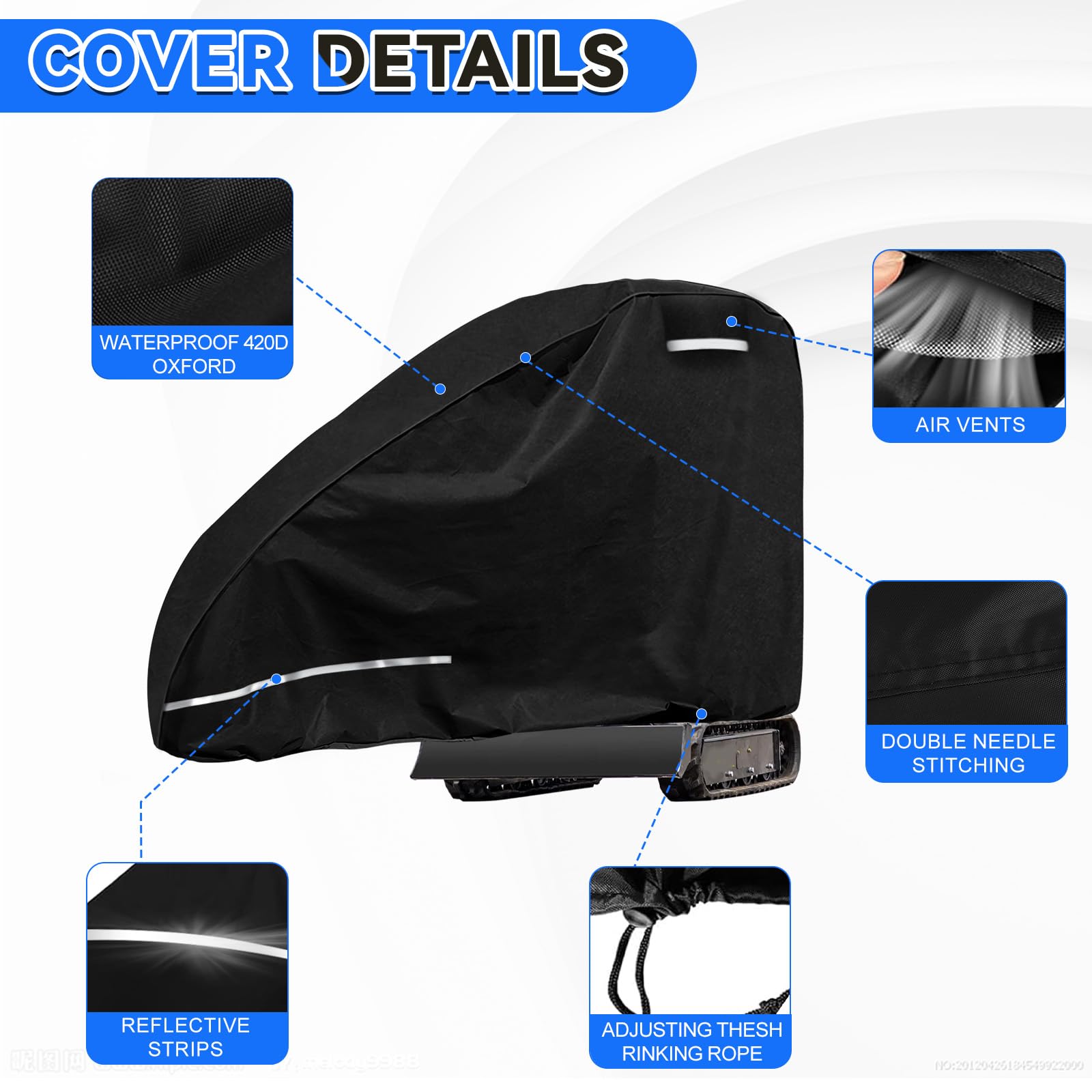 Cubierta para excavadora impermeable transpirable 420D | Lona para excavadora de 800 a 1600 kg, protección UV, color negro