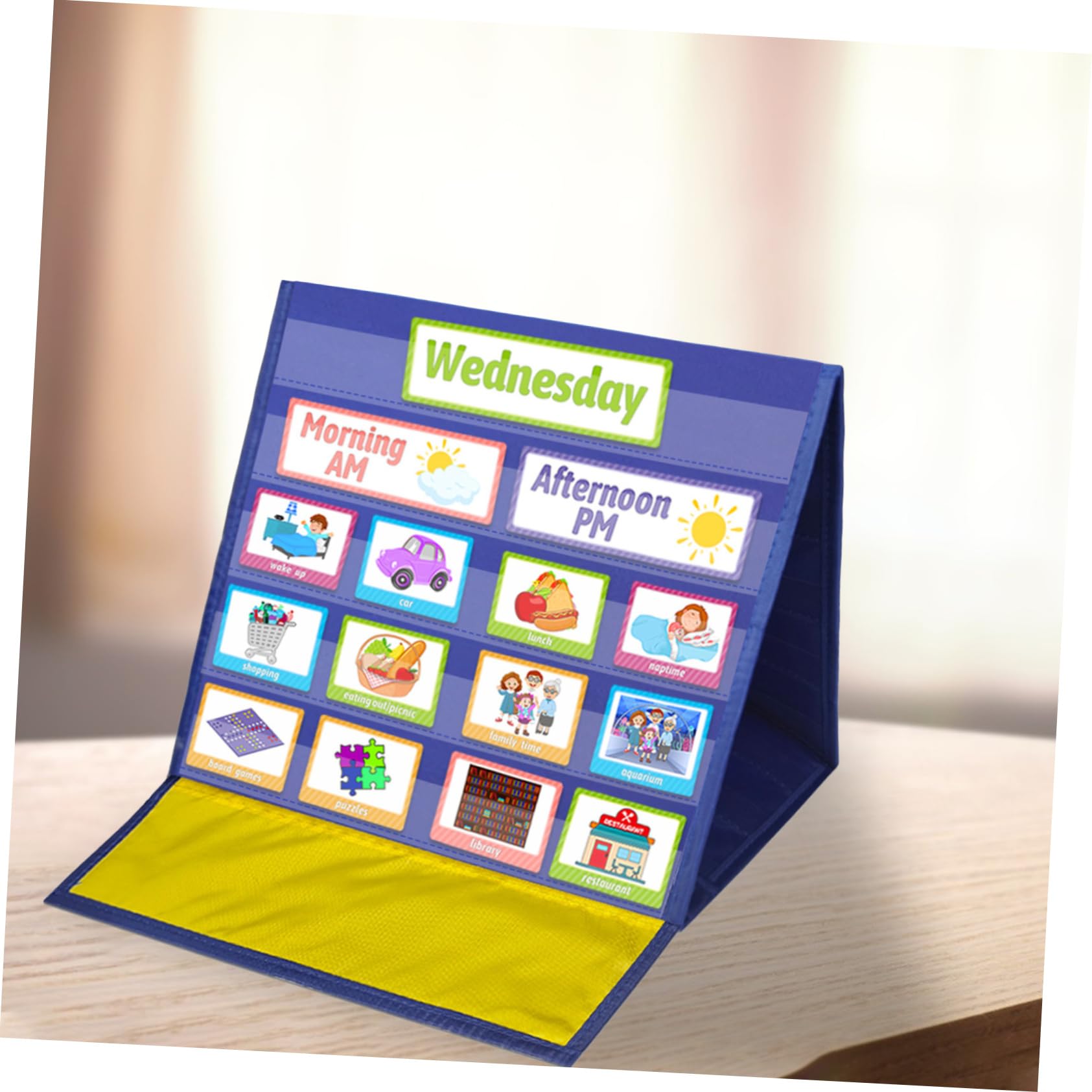 STOBOK Tabla de Rutina Visual para Niños en Casa y Escuela, Calendario Infantil Azul Material Seguro de Poliéster y Pvc para Planificación Diaria y Recompensas