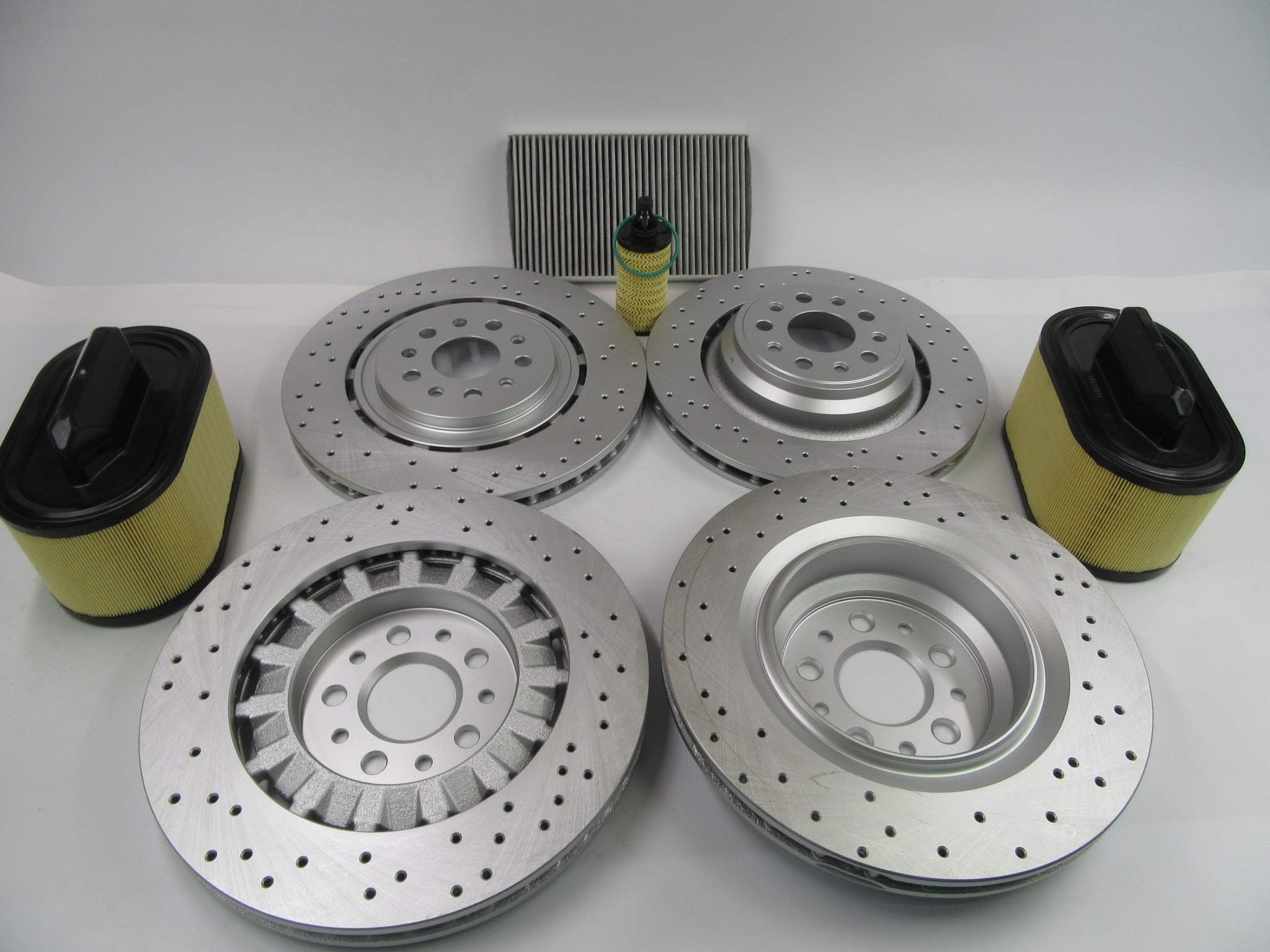 replacement front and rear brake rotors + 4 FILTERS for Maserati Ghibli Quattroporte 14-16 #522