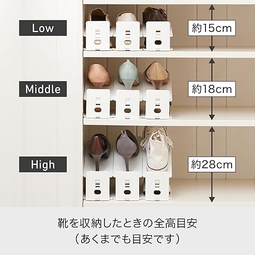 Miniatura 7 de Like IT SH-01L 20P - Ahorro de espacio de almacenamiento de zapatos, capacidad de almacenamiento 2X, altura ajustable, gris, fabricado en Japón